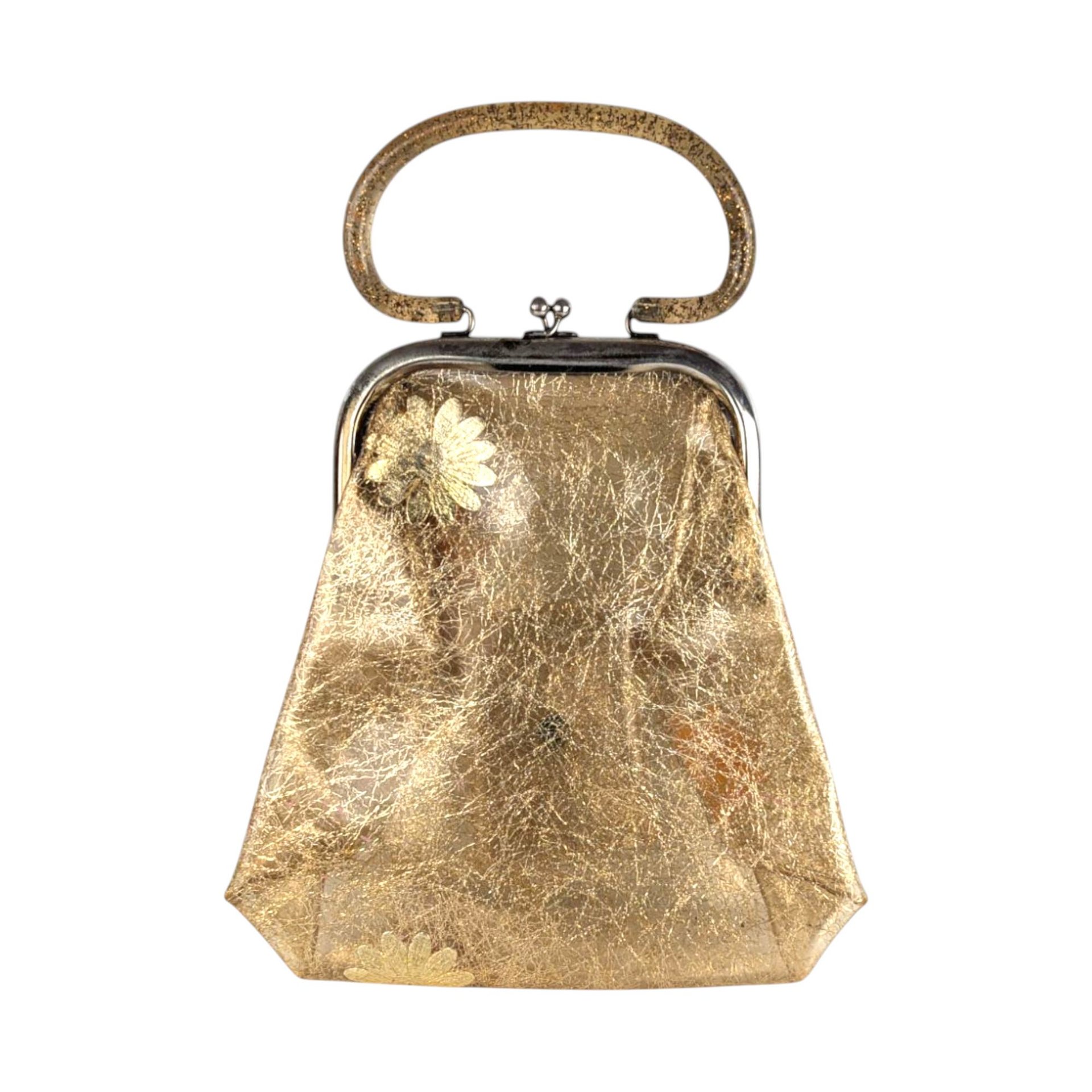 Vintage 1960s Clear Vinyl Purse with Gold Tinsel and Glitter