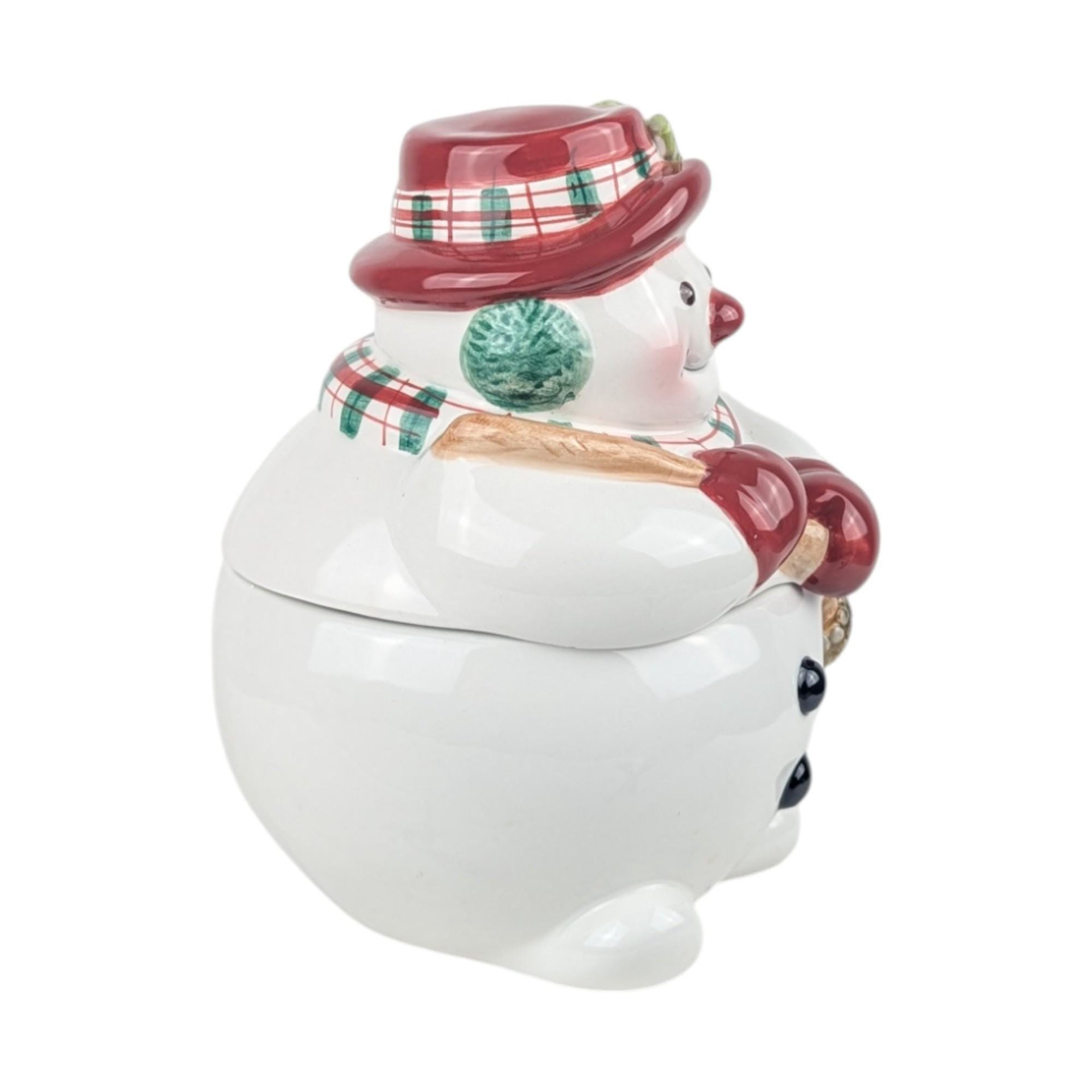 Vintage Fitz and Floyd Snowman Covered Bowl: