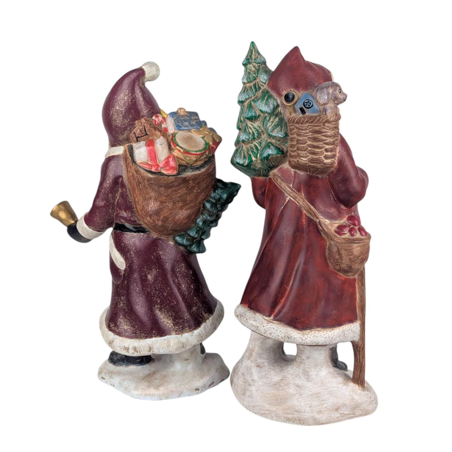 Vintage 1987 Signed Ceramic Santa Figures