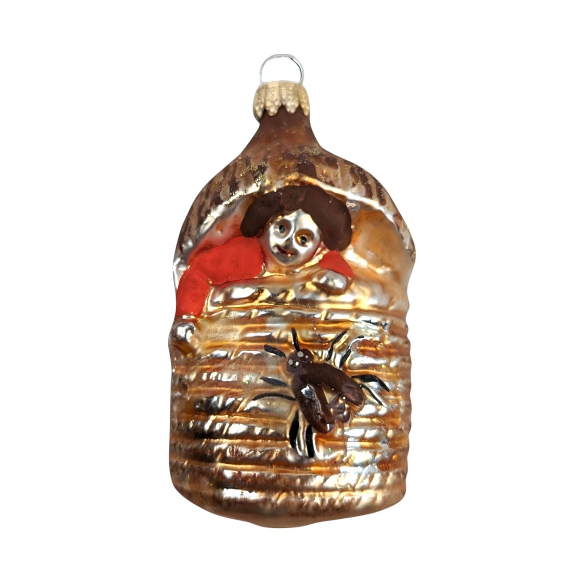 Vintage Blown Glass Baby in a Beehive Ornament