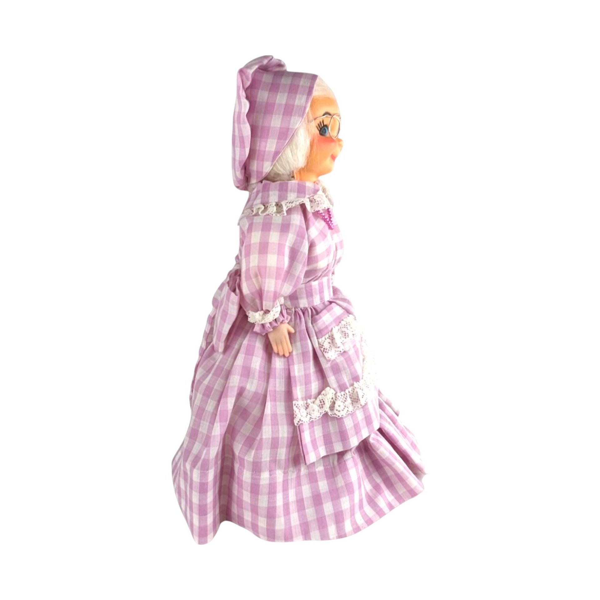 Vintage Handmade Soap Bottle Granny Doll