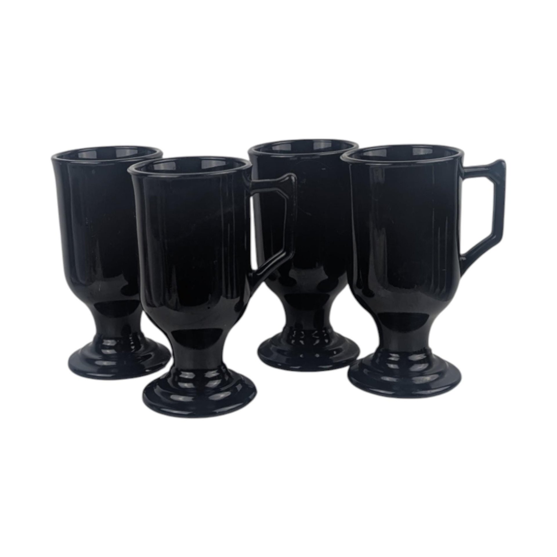 Vintage Indiana Glass Black Irish Coffee Mugs