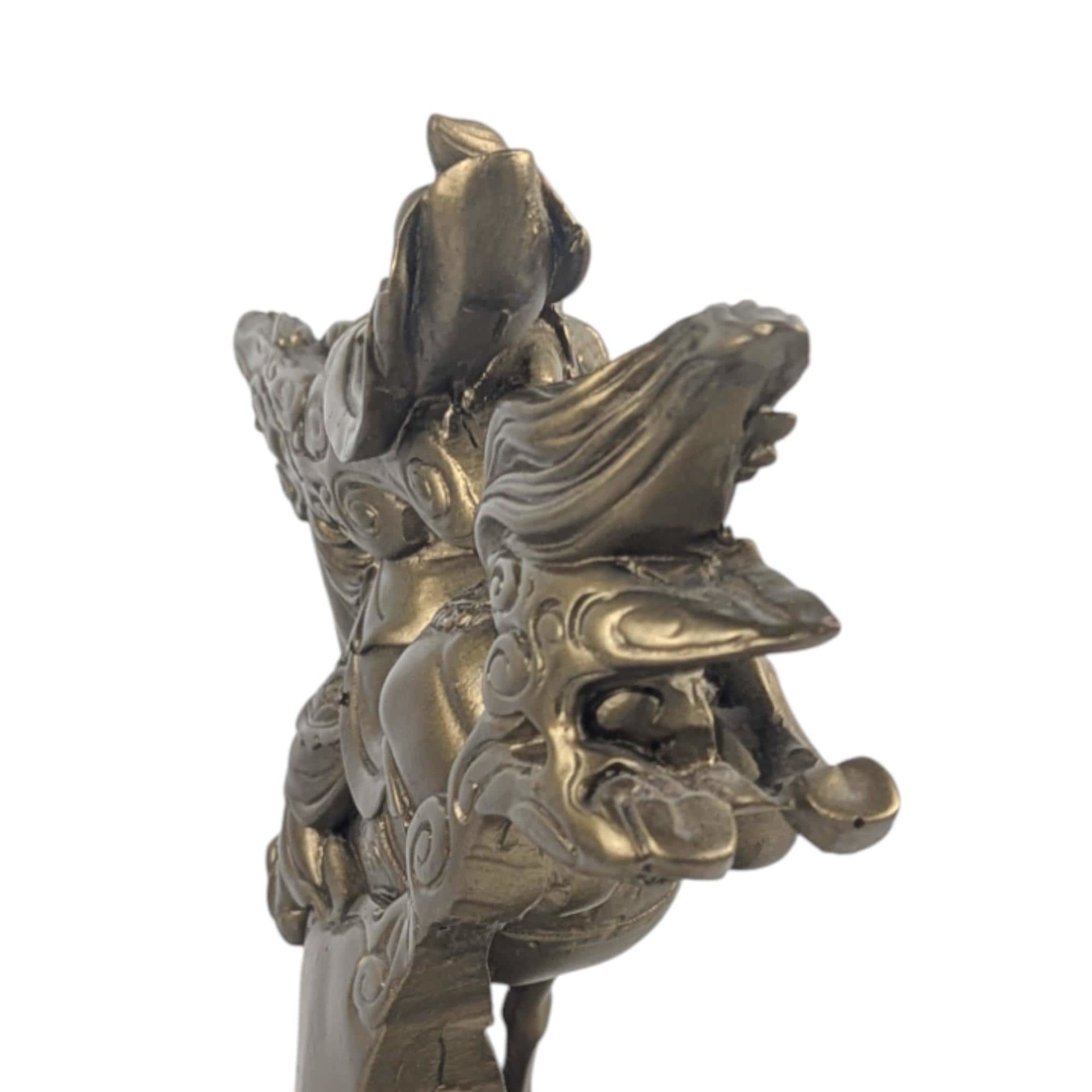 Vintage Gold Resin Asian Warrior Horse Statue