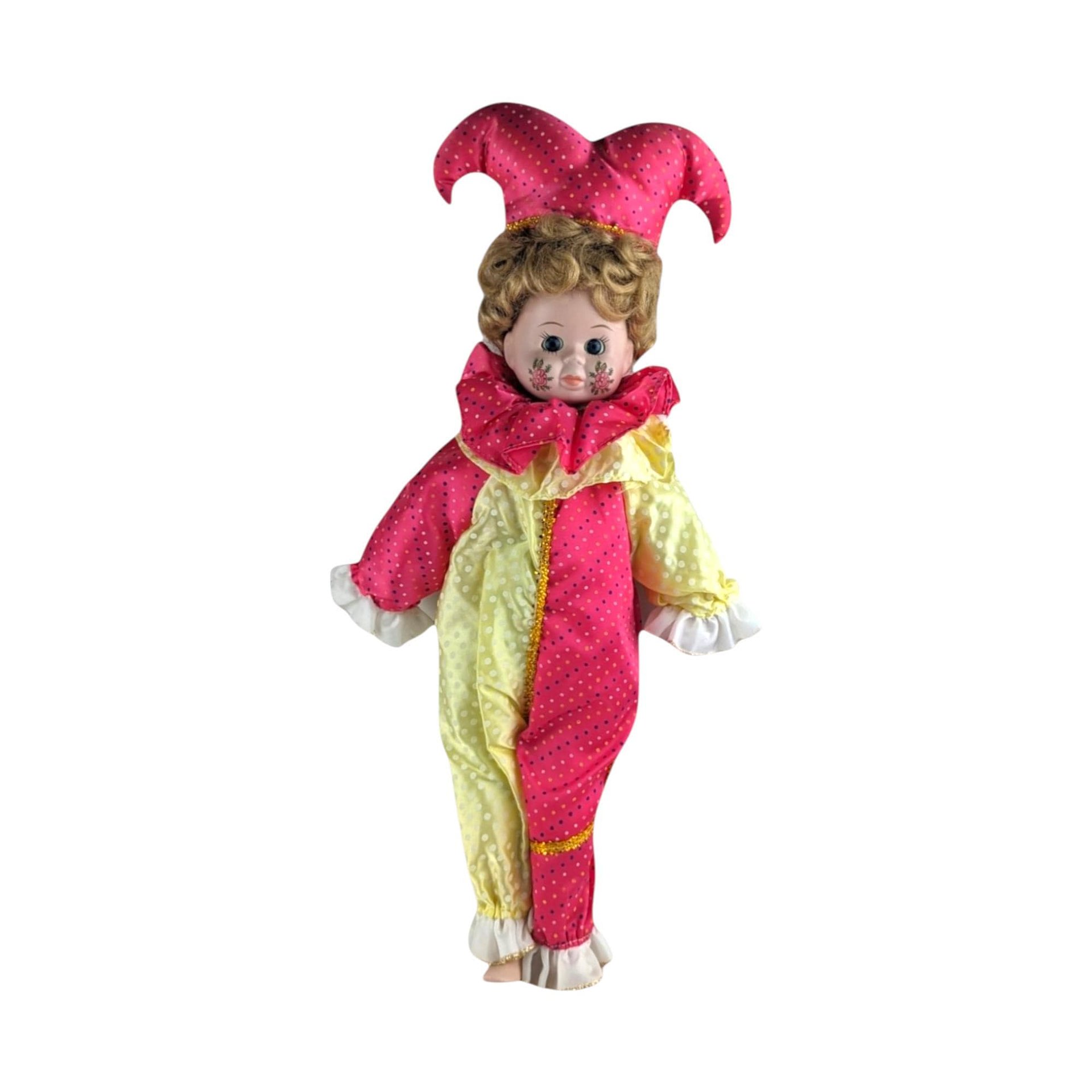 Vintage 19" Harlequin Jester Doll