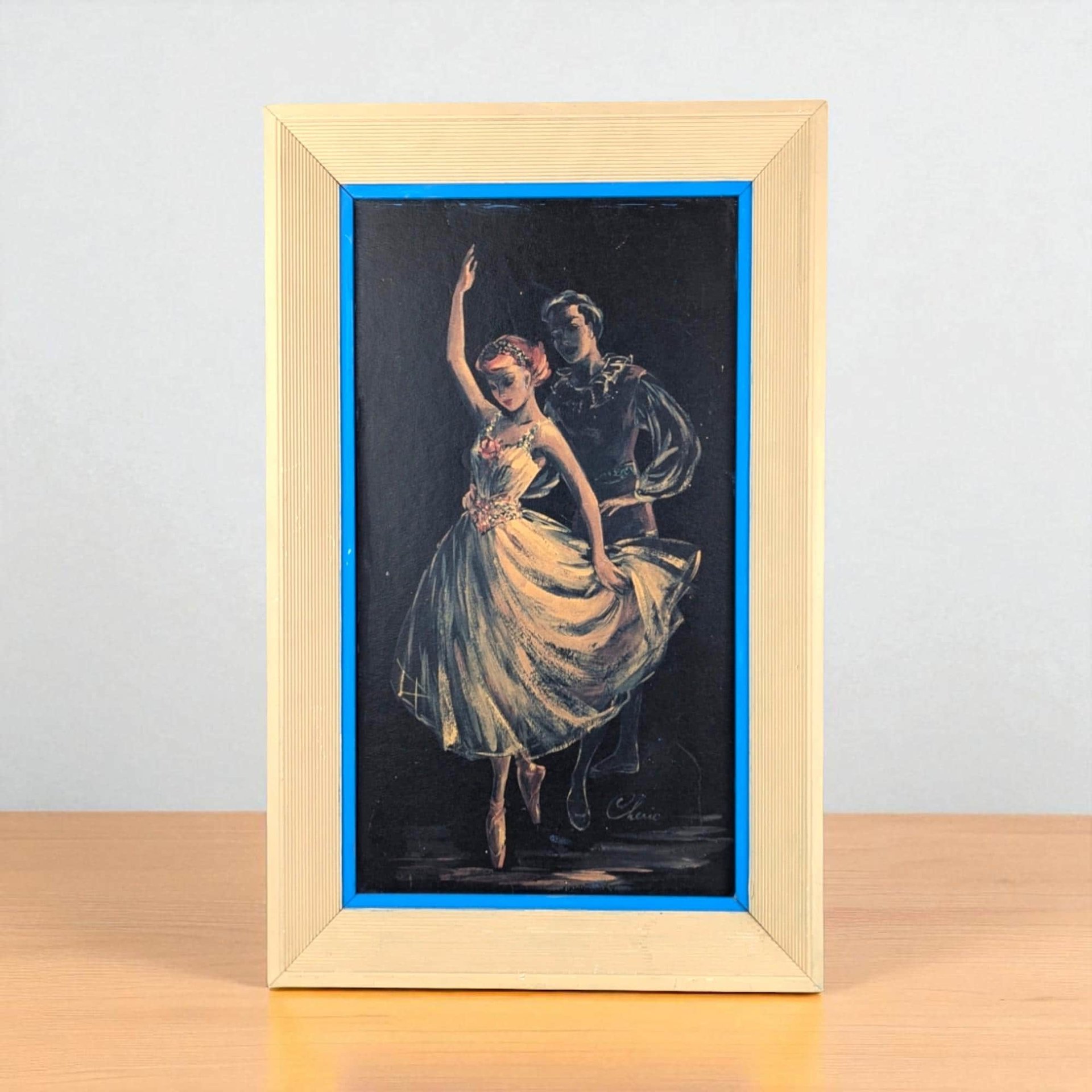 Vintage Framed Cherie Ballerina and Partner Print