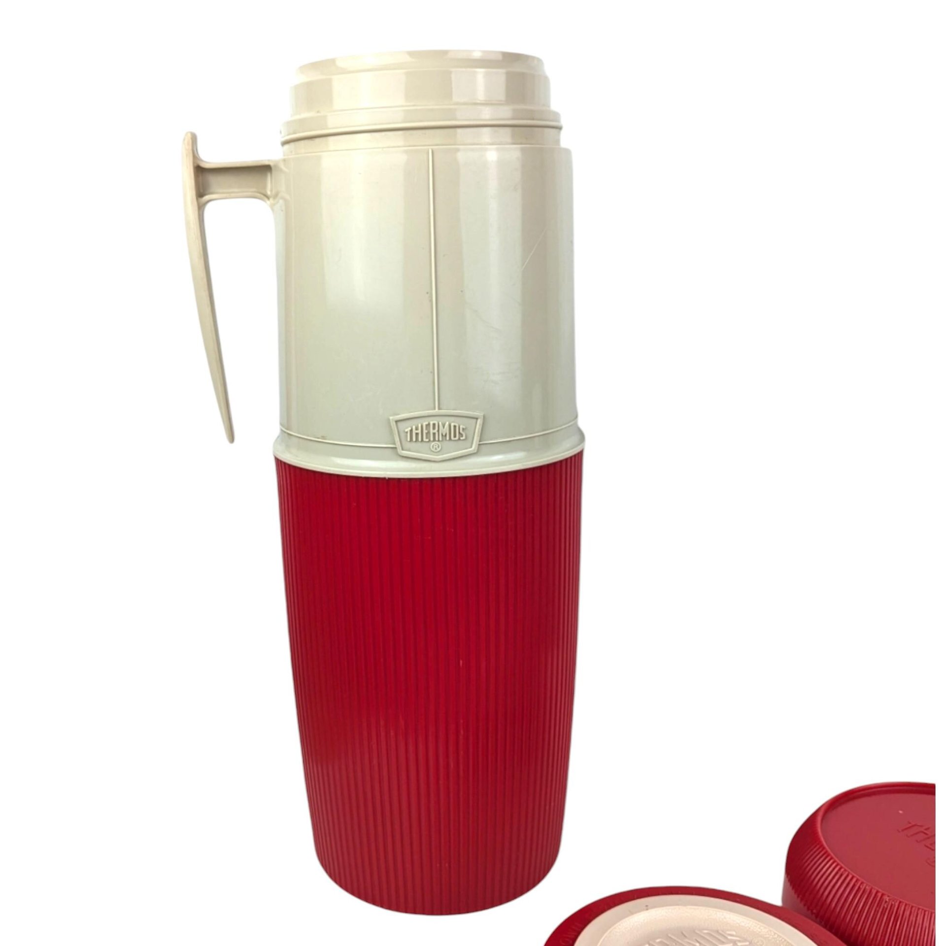 Vintage Red Thermos With Handle