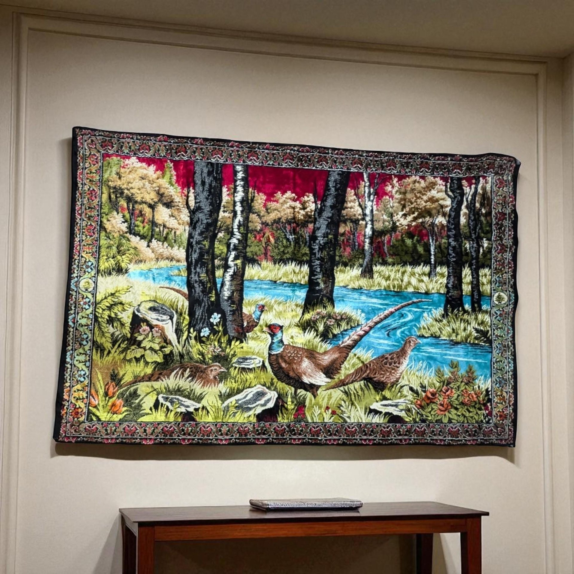 Vintage Pheasant Scene Tapestry