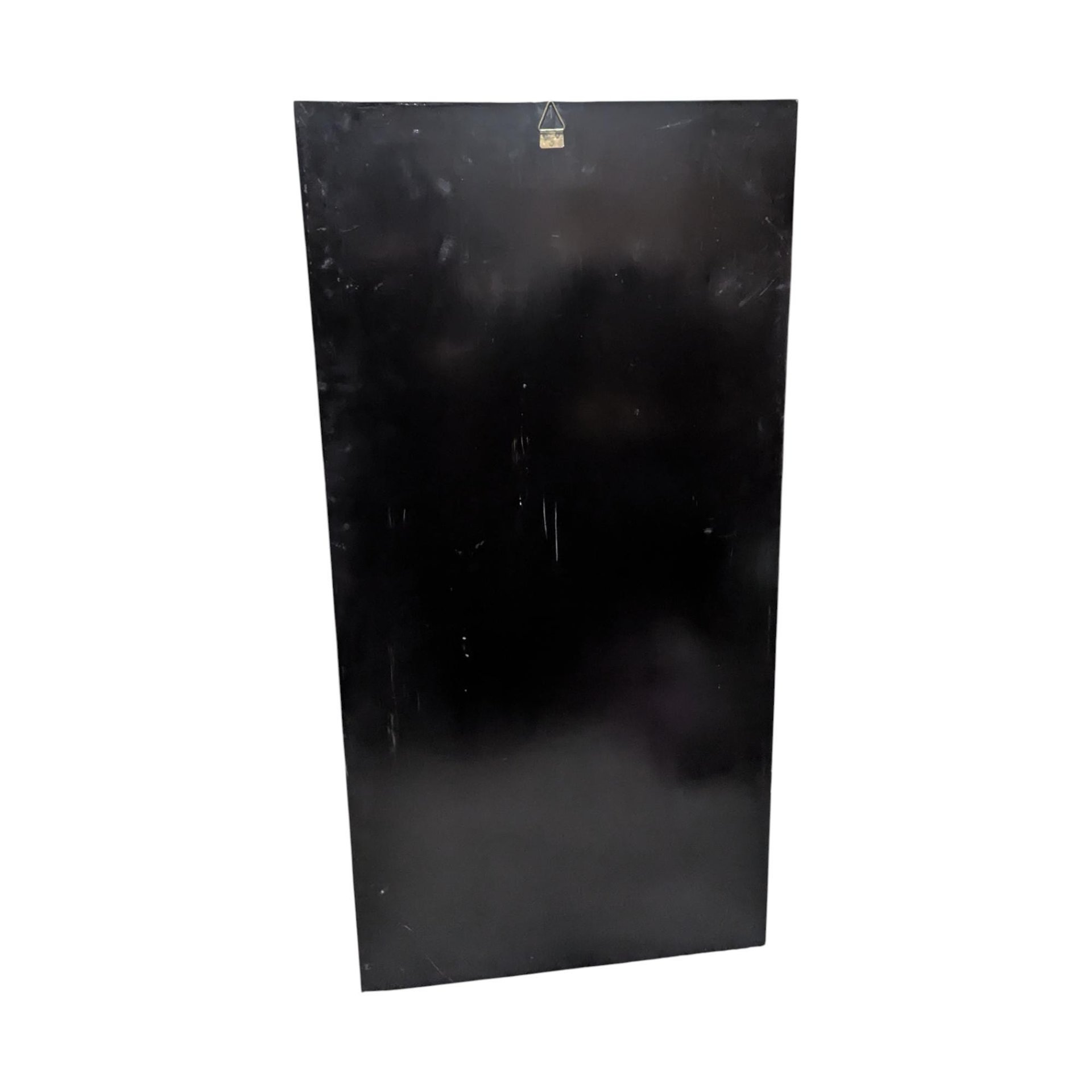 Vintage Vietnamese Lacquer Wall Panel: Horse & Bridge Mother of Pearl Inlay