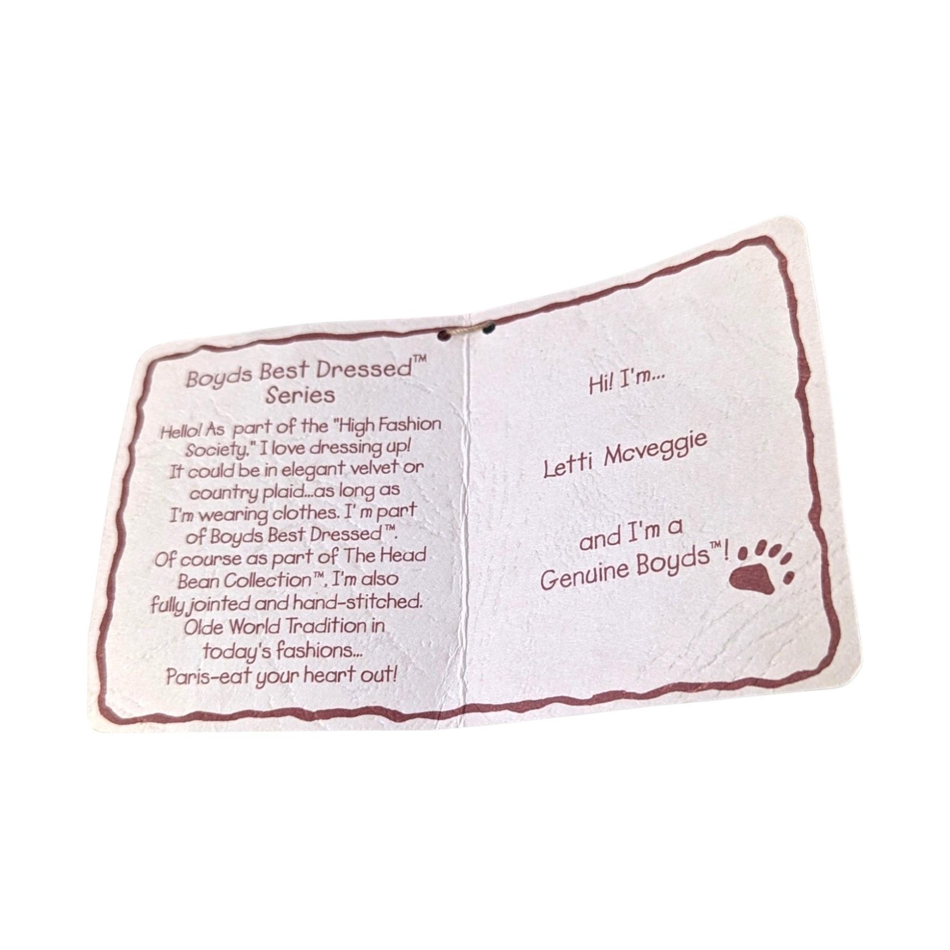 Vintage Boyds Bear Letti McVeggie