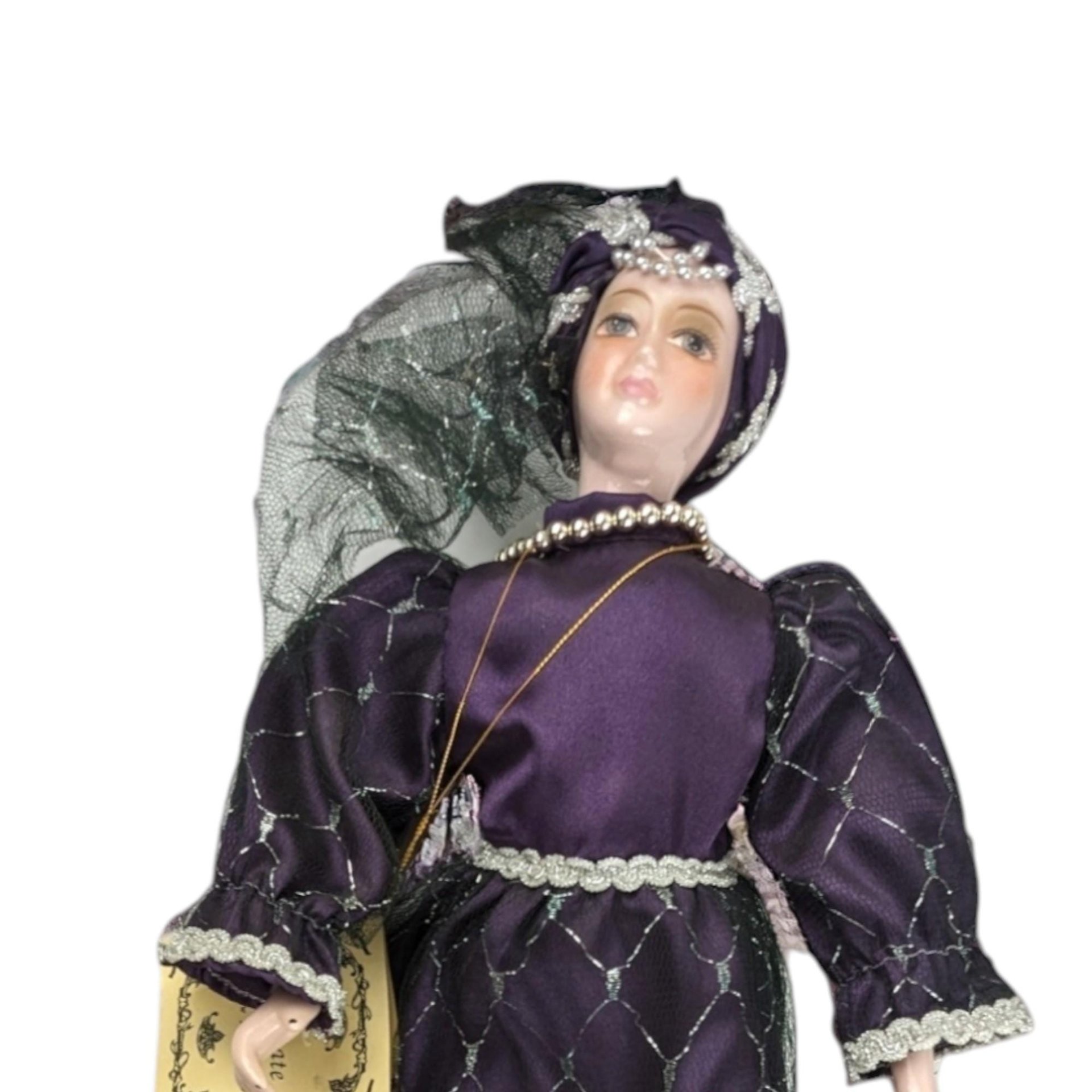 Vintage Kingstate Porcelain Doll: Purple Harlequin Jester