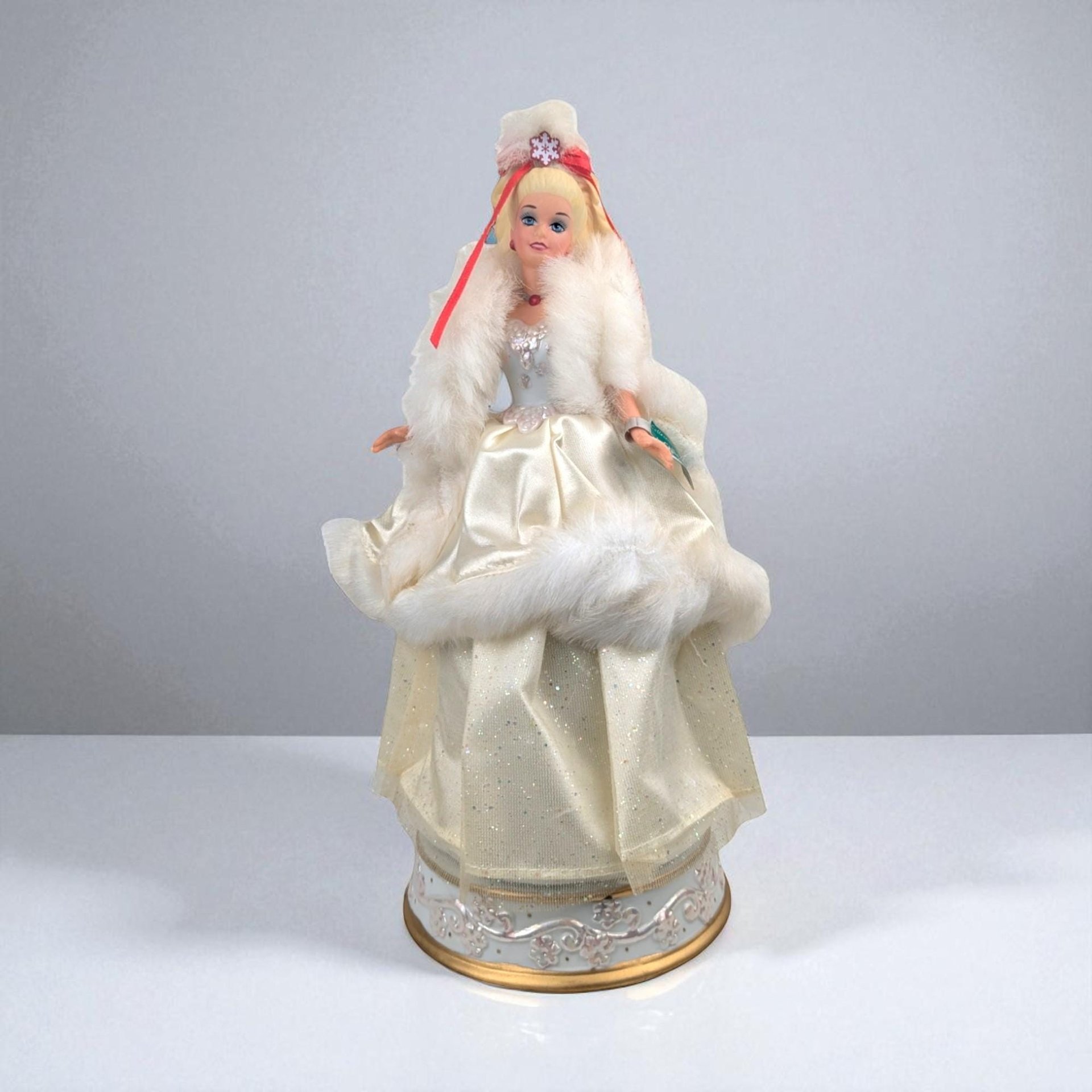 1989 Enesco Happy Holidays Barbie Musical Figurine