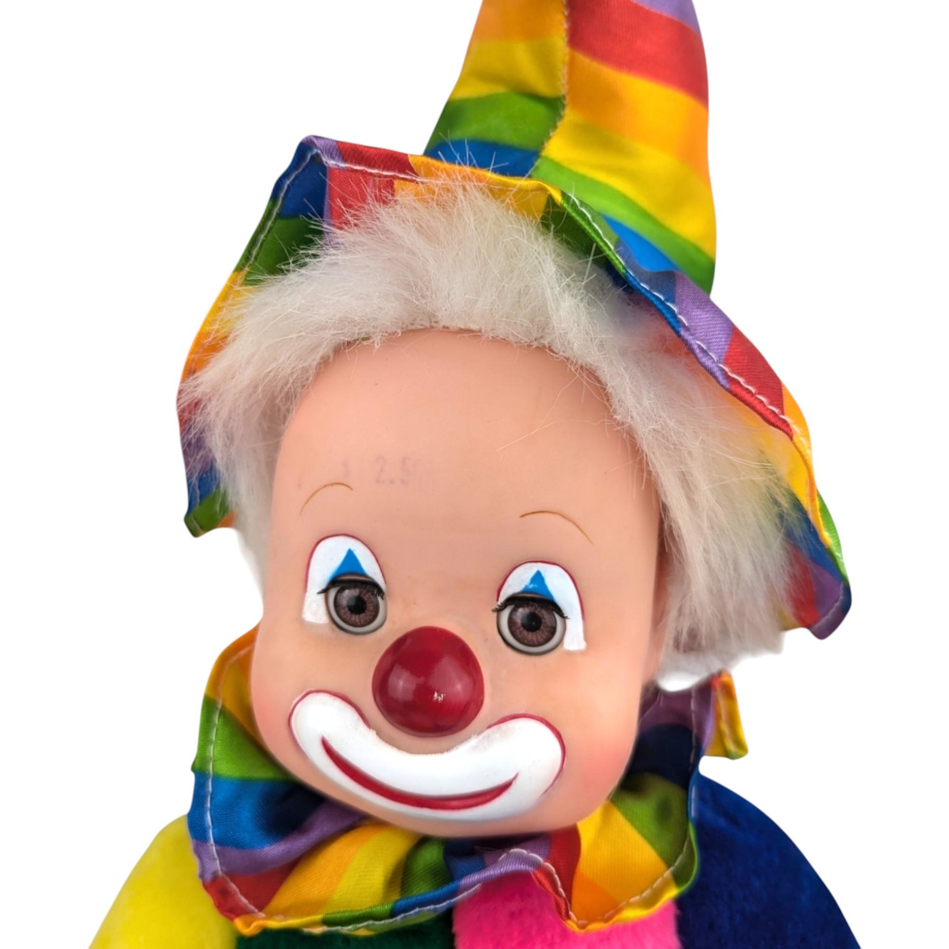 Vintage Rainbow Harlequin Clown Sitting Doll