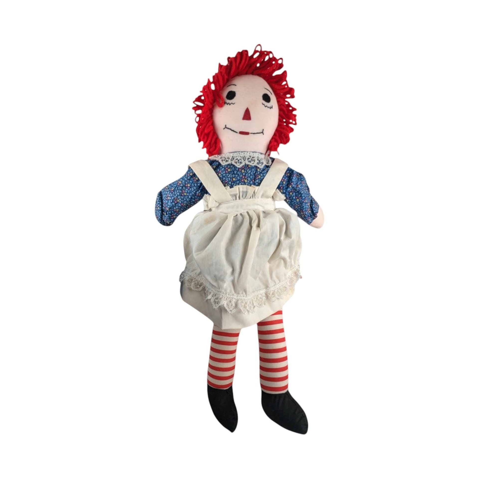 Vintage Raggedy Ann and Andy Plush Doll Pair