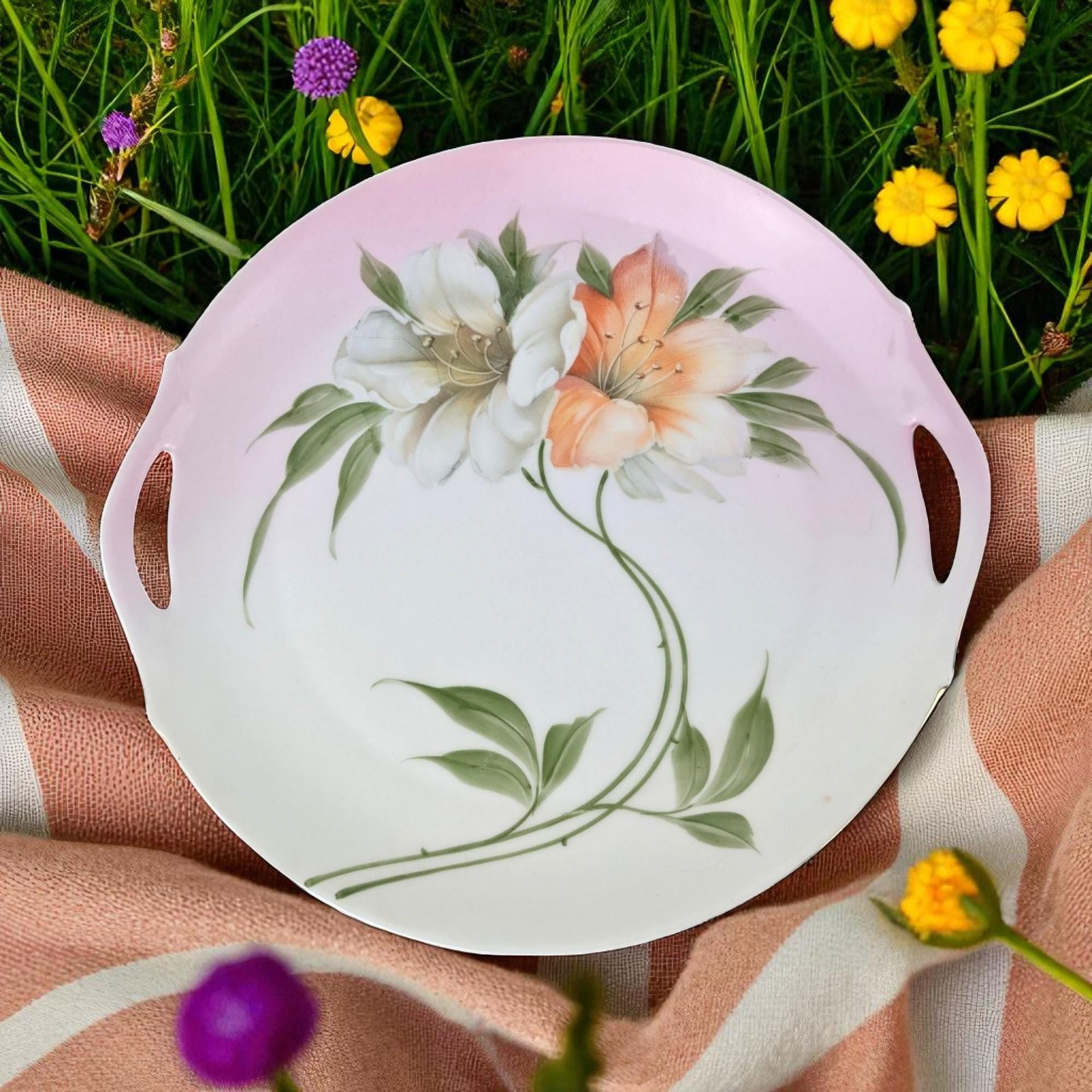 Z.S. & Co. Bavaria Floral Porcelain Handled Plate