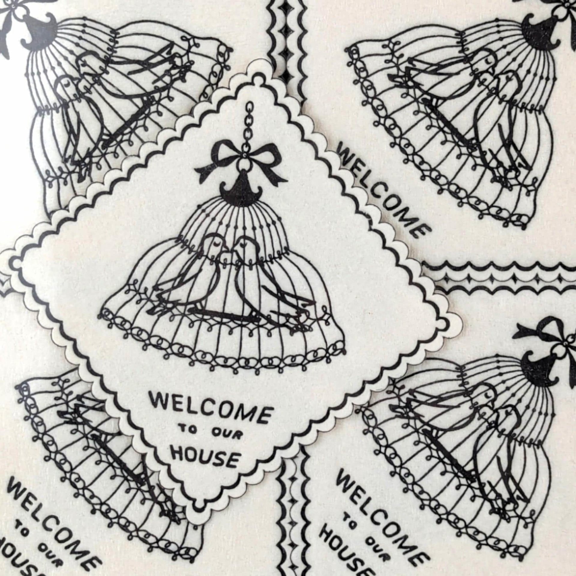 Vintage Monogram Welcome to Our House Coaster Set