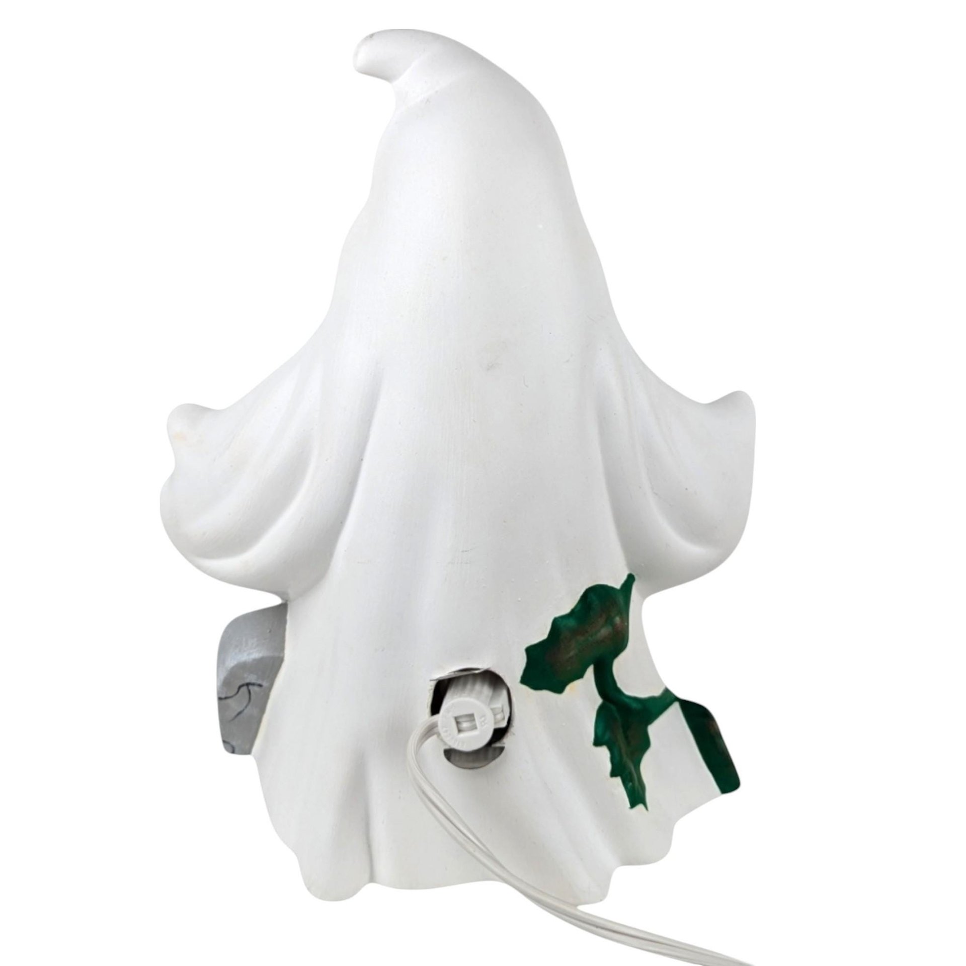 Vintage Ceramic Ghost Holding Boo Pumpkins Light