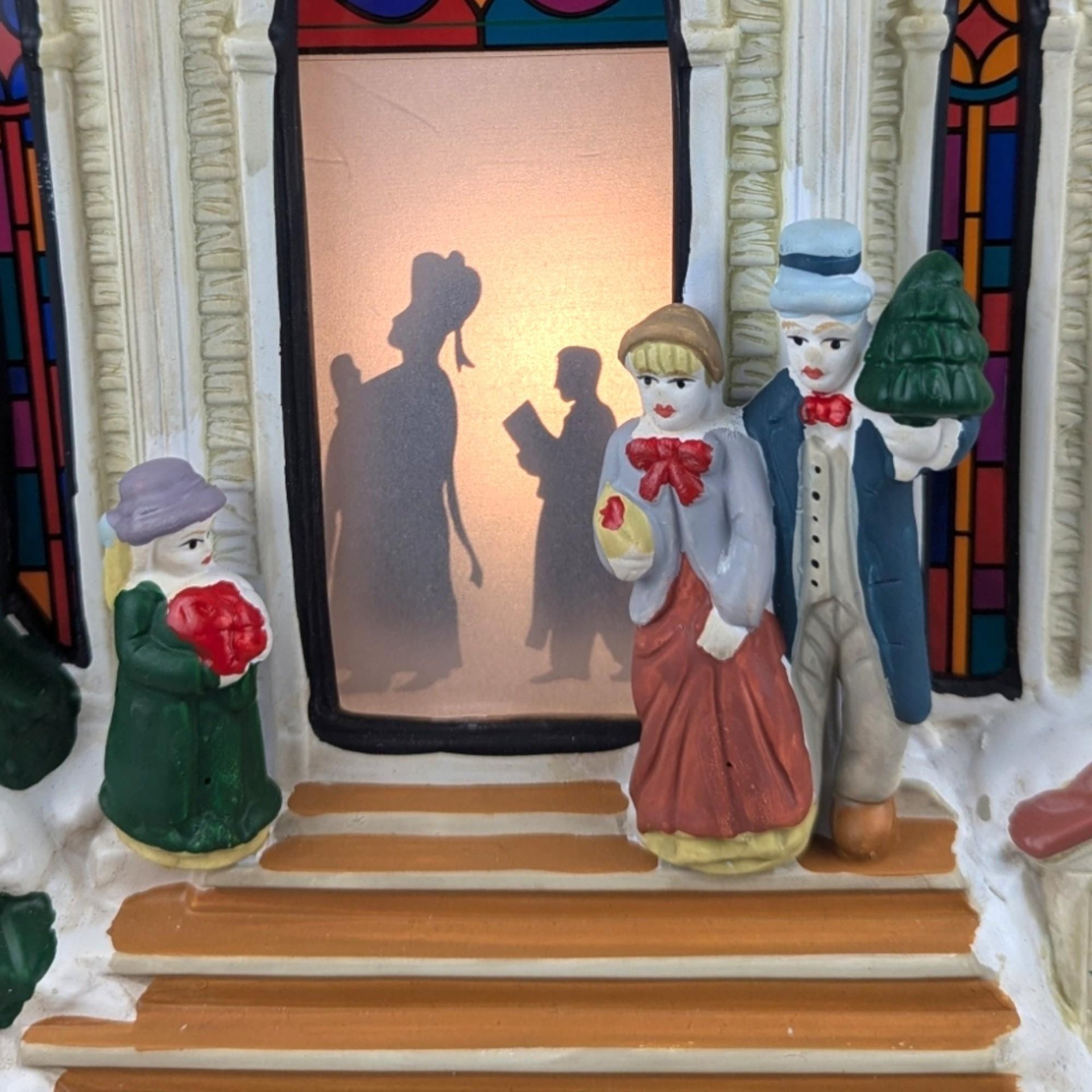 1998 Mr. Christmas Village Square Lighted Silhouette Church