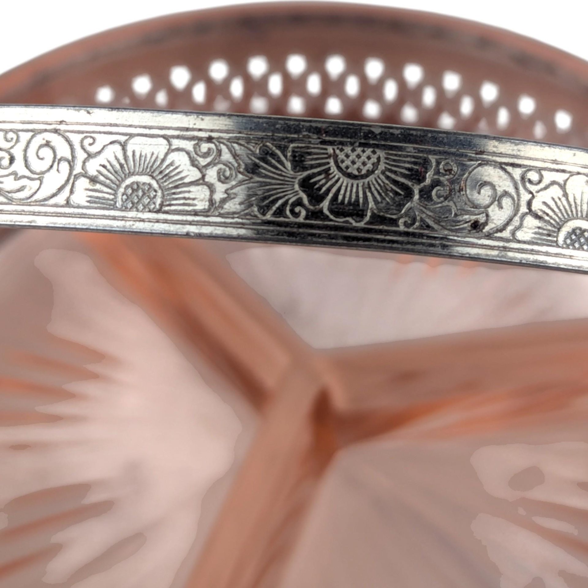 Vintage Pink Glass Covered 3-Part Bowl