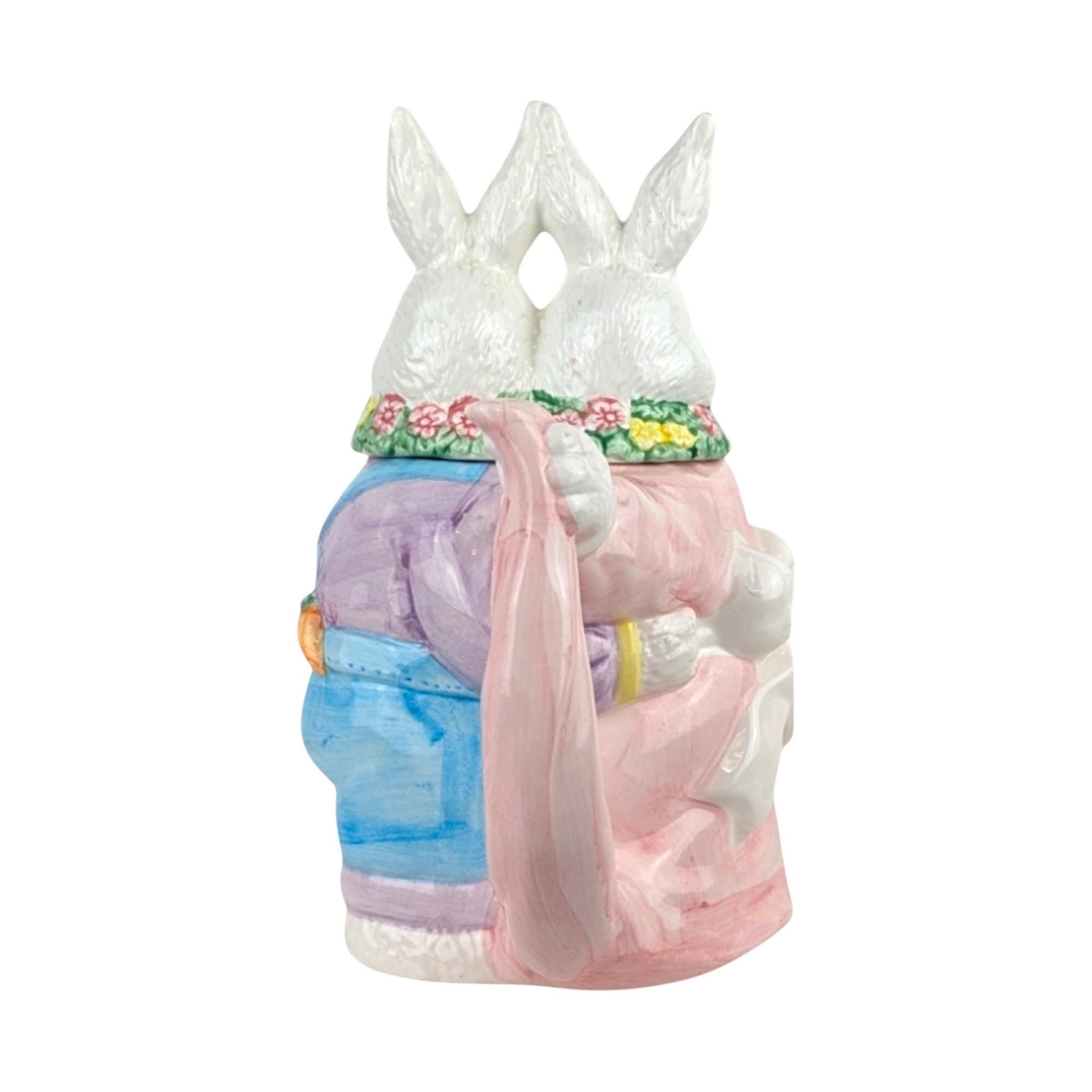 Vintage Whimsical Dancing Rabbits Ceramic Teapot