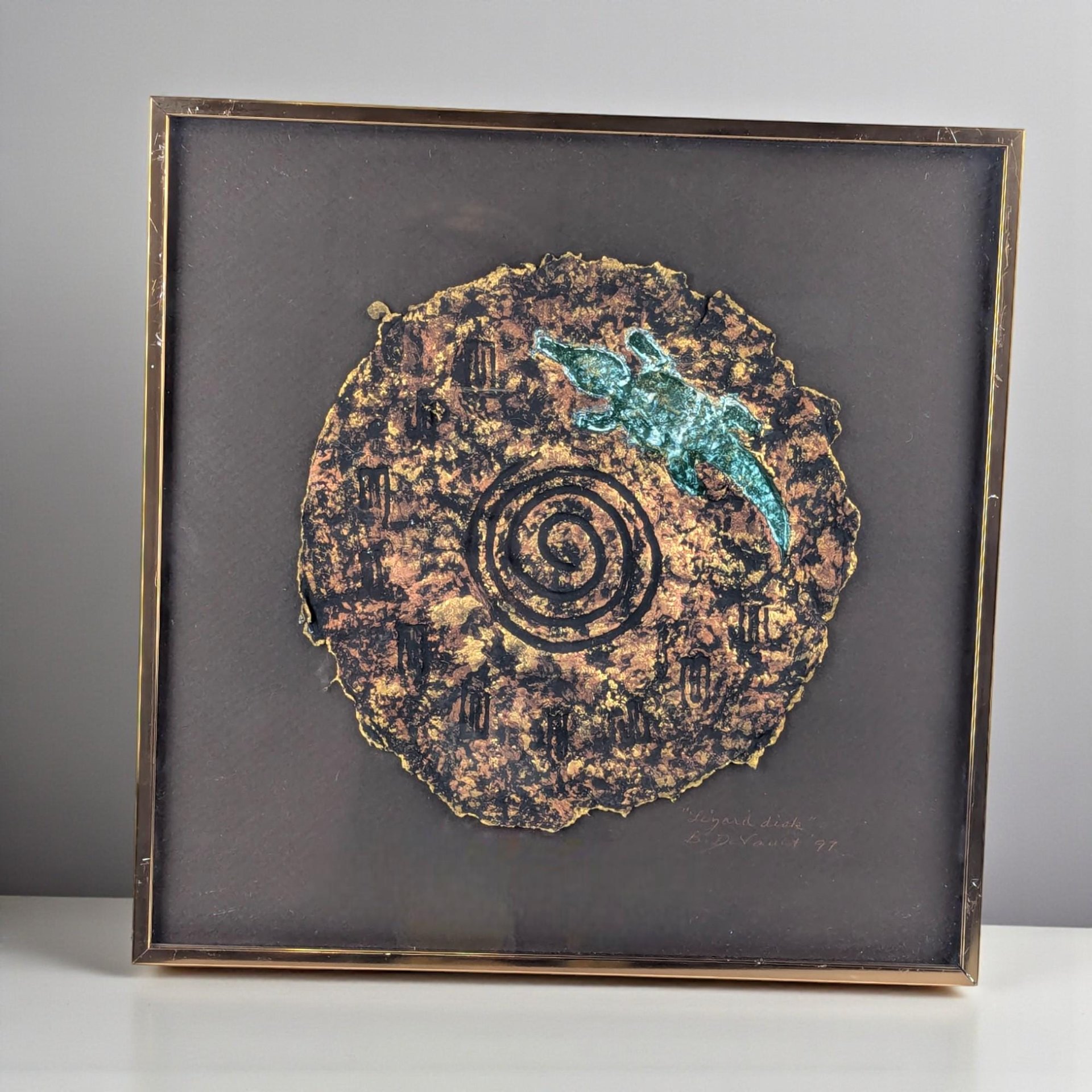 1997 Barbara DeVault Mixed Media Art: 'Lingard Disk' Framed Original