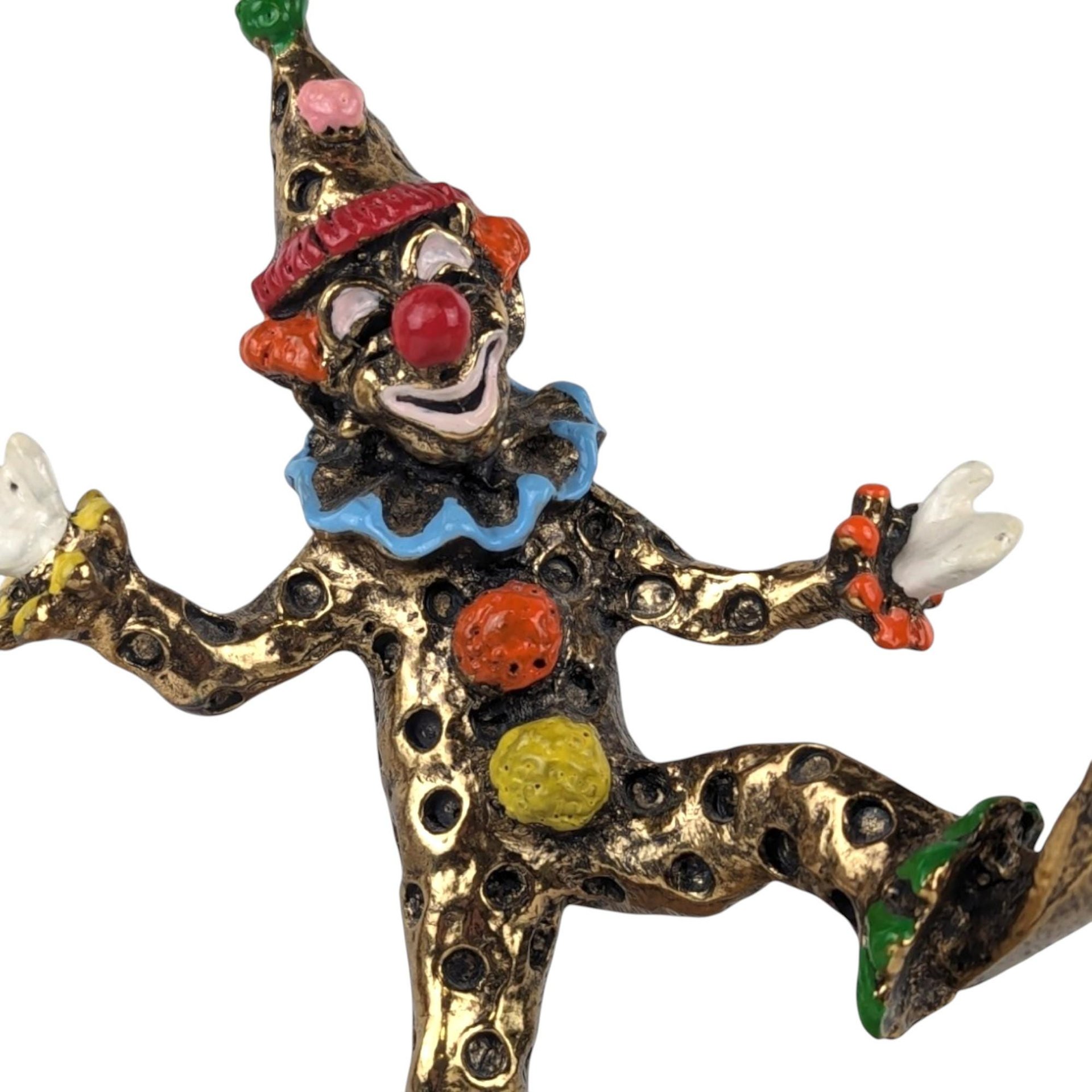 Vintage Ron Lee Dancing Pinky Clown: 24K Gold Plate & Marble