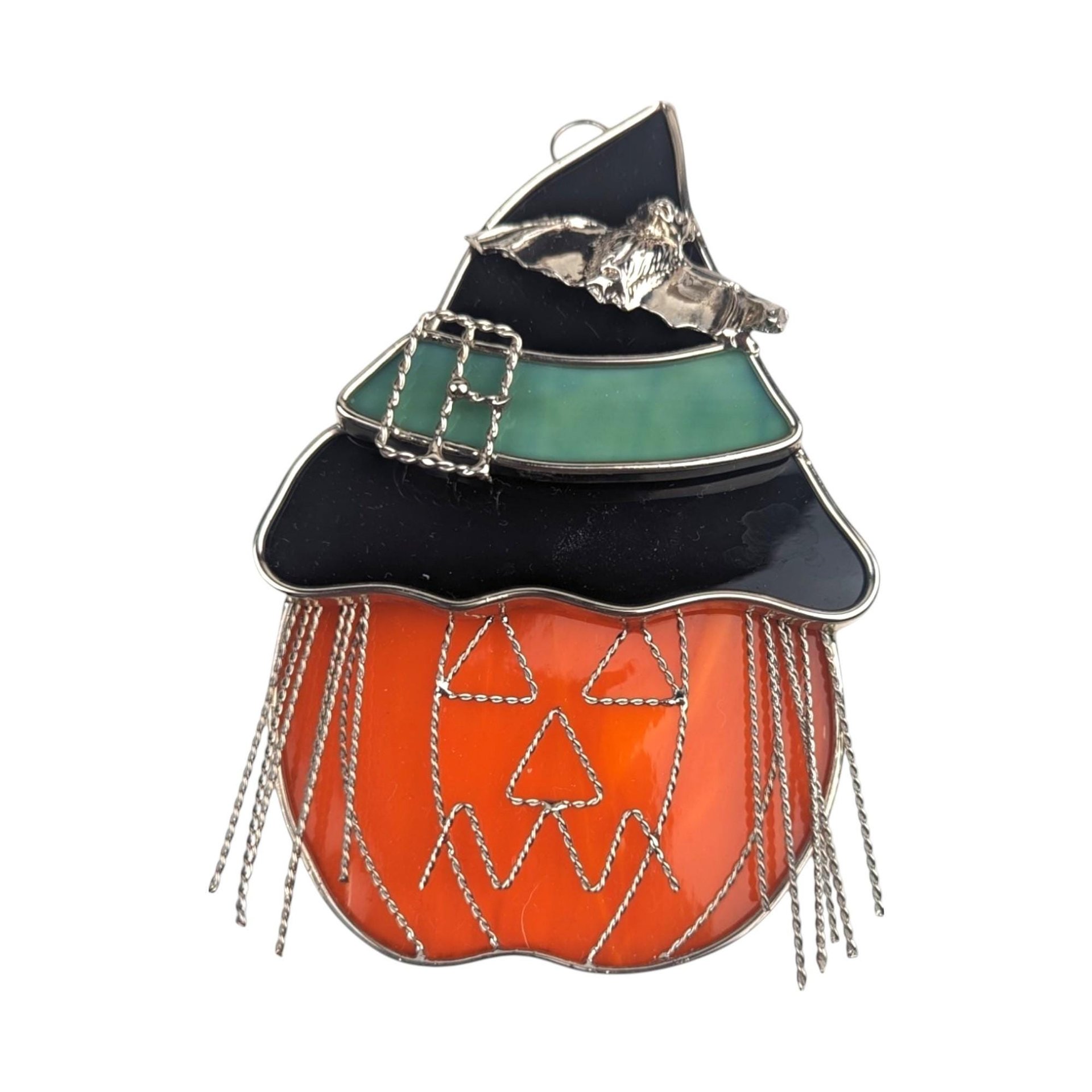 Vintage Stained Glass Jack O' Lantern Suncatcher