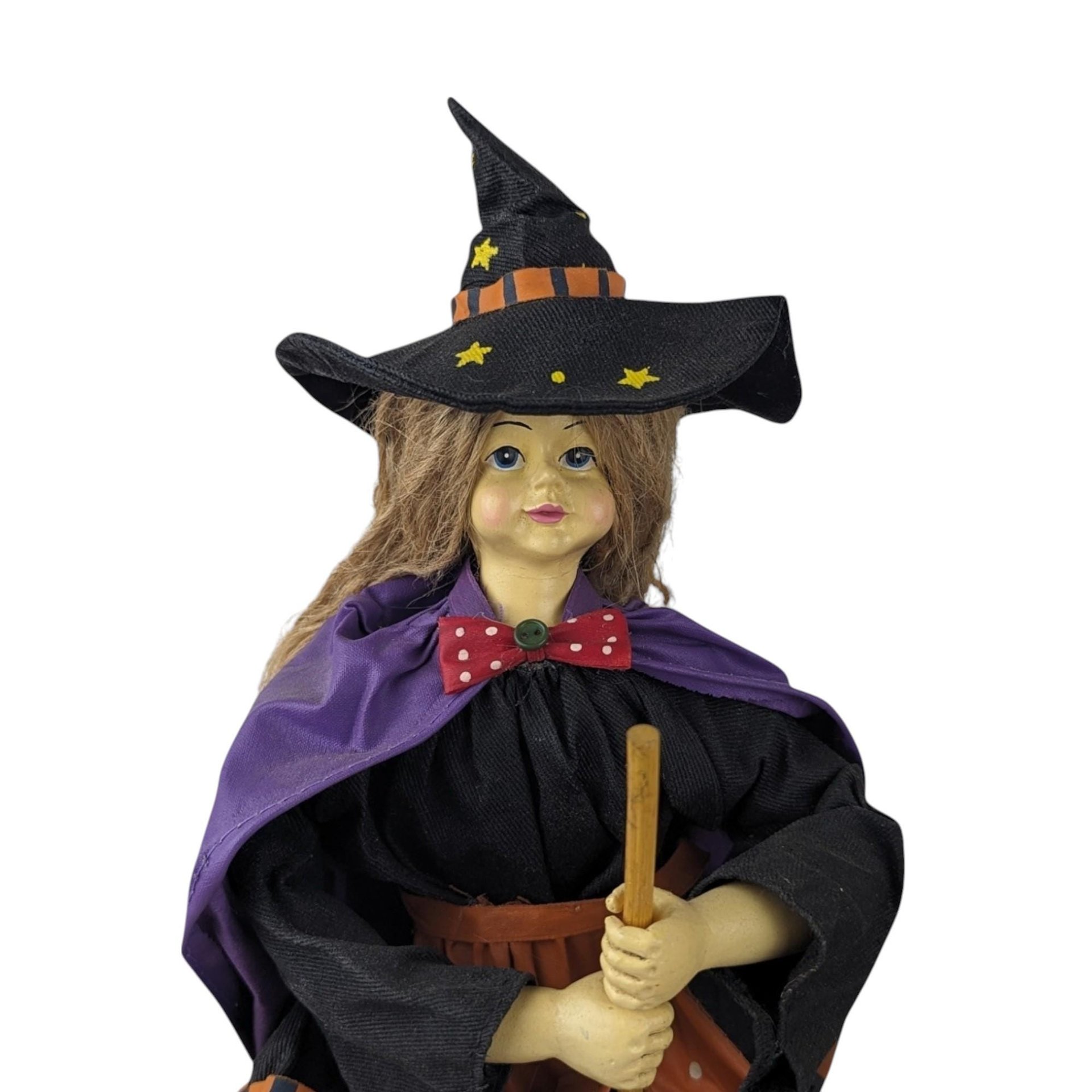 Vintage 13" Halloween Figures, Fabric Witch and Scarecrow