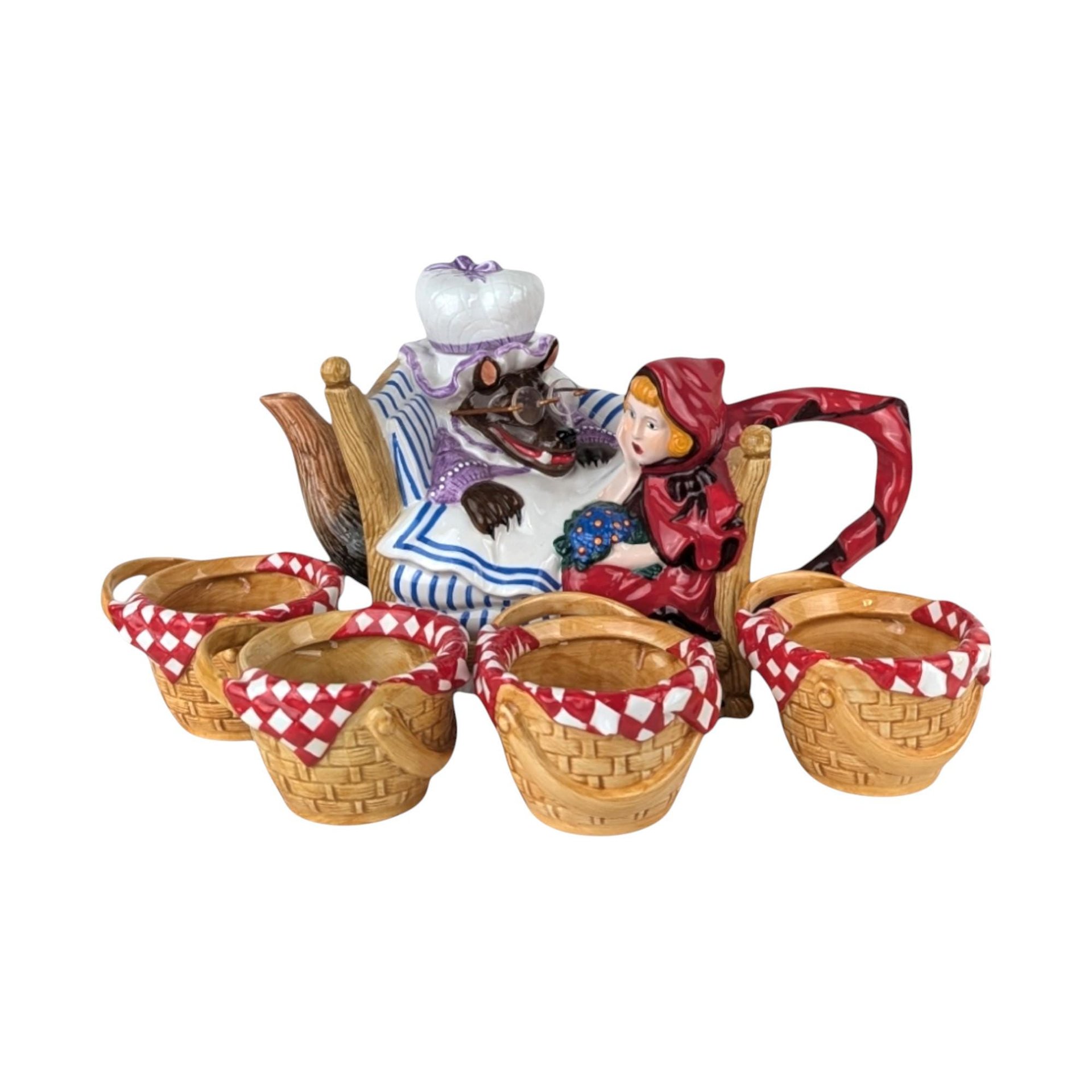 Vintage Dept 56 Little Red Riding Hood Teapot Set