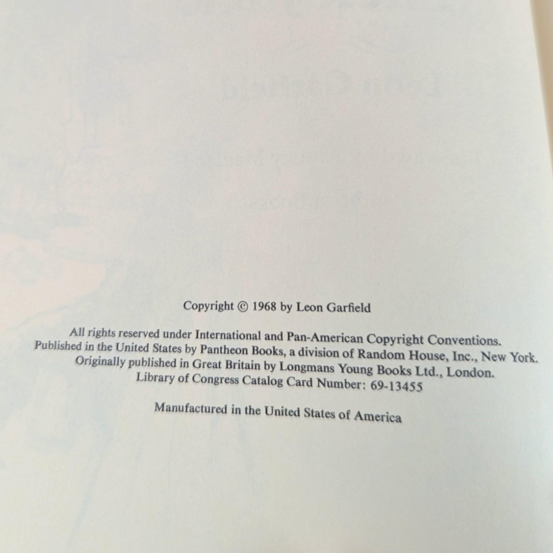 1968 Black Jack Hardcover, Leon Garfield