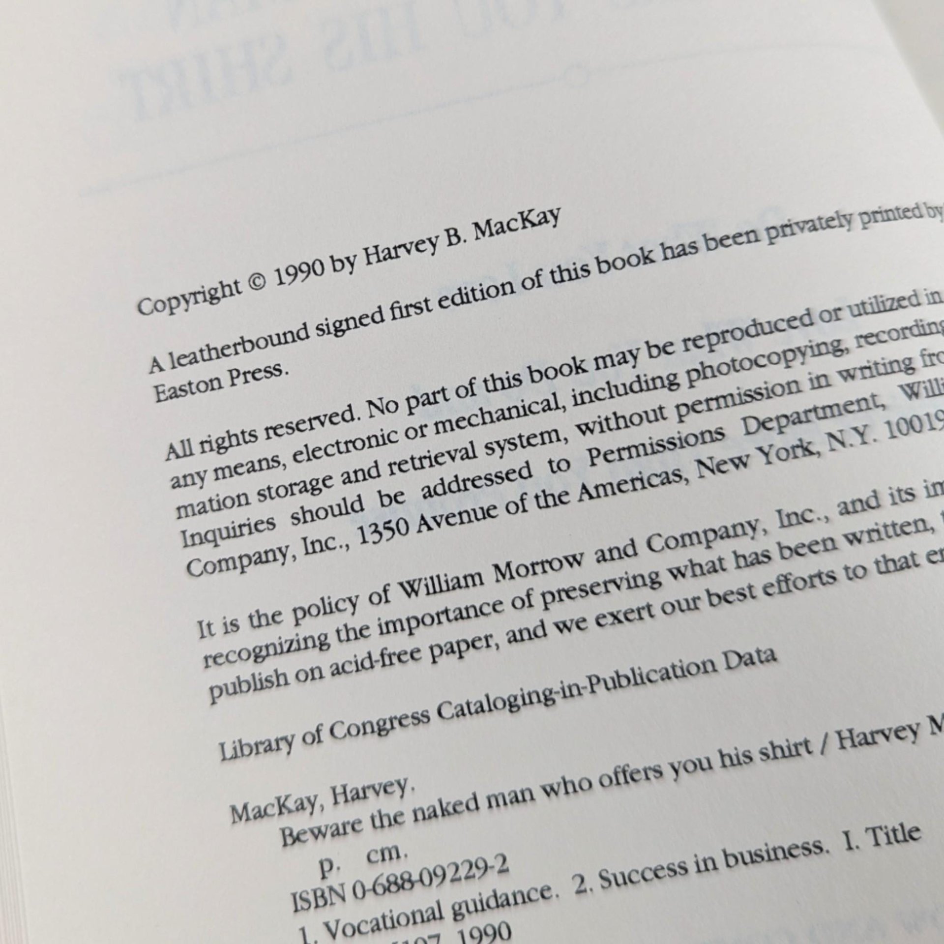 1990 Beware the Naked Man Who Offers You His Shirt, Harvey Mackay Hardcover