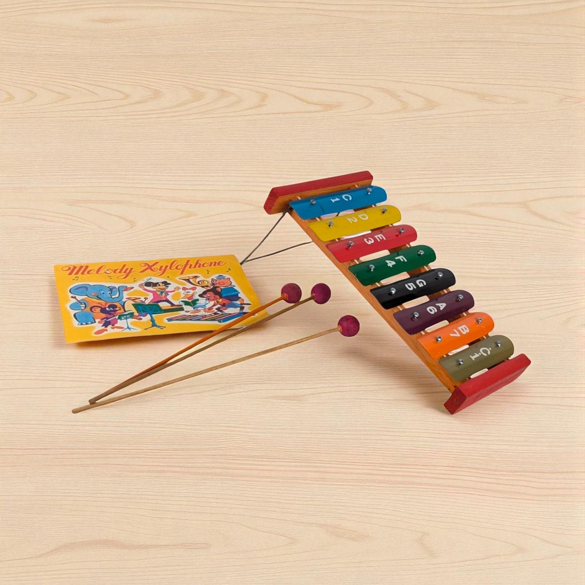 1960s Taiyo Melody Xylophone with Music Sheet