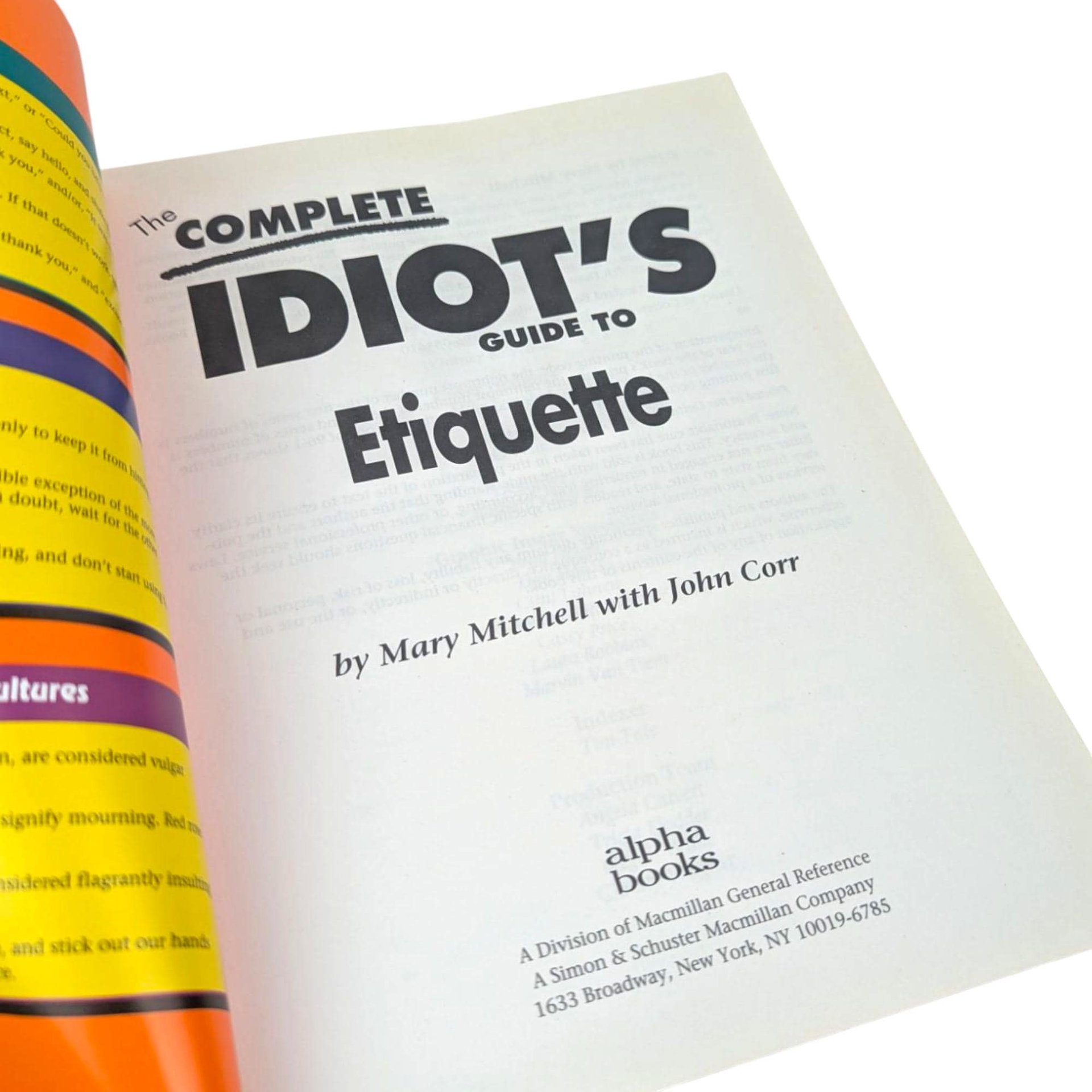 1996 The Complete Idiot's Guide to Etiquette: Mary Mitchell Book
