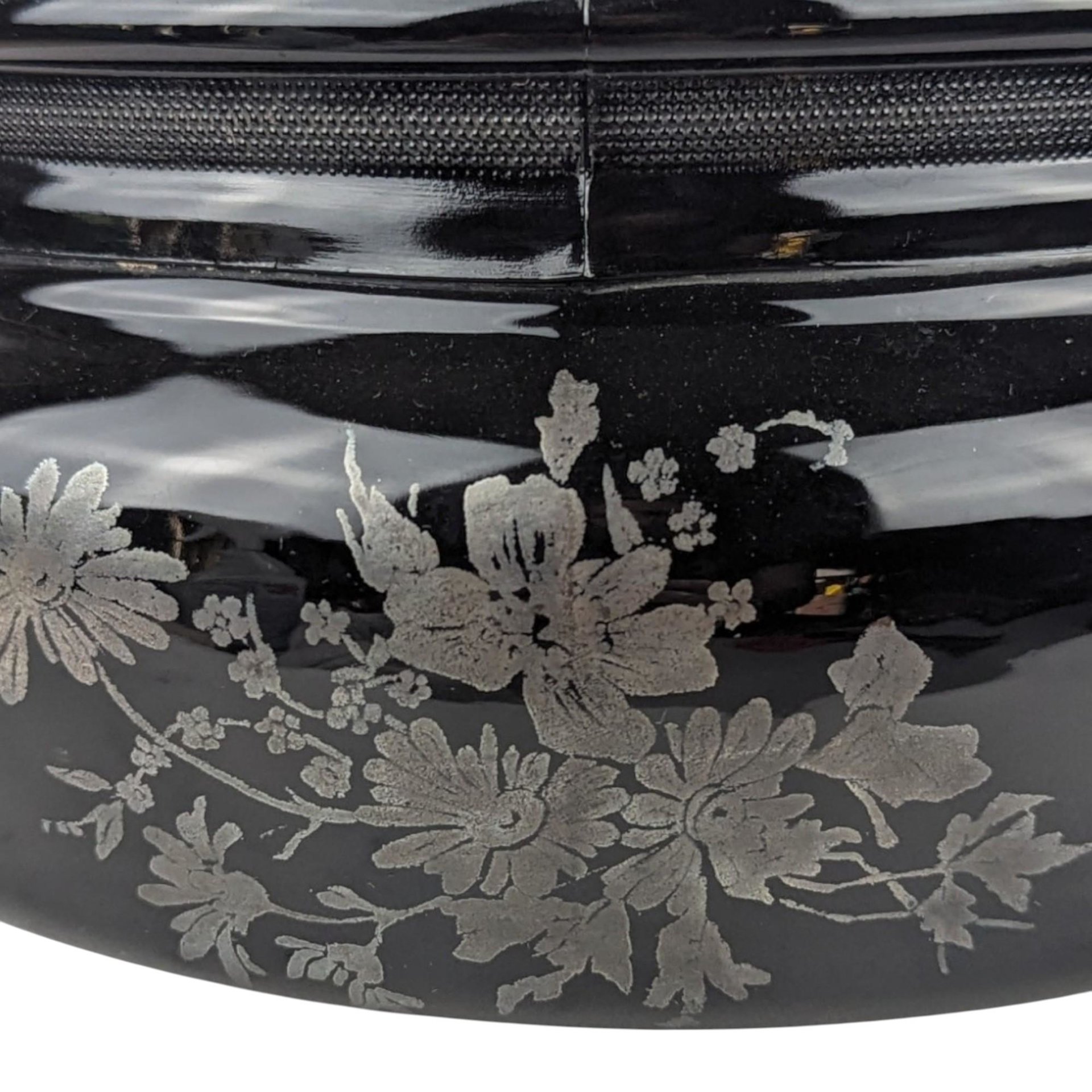 VTG  L.E. Smith Mt. Pleasant Black Amethyst Glass Covered Bean Pot