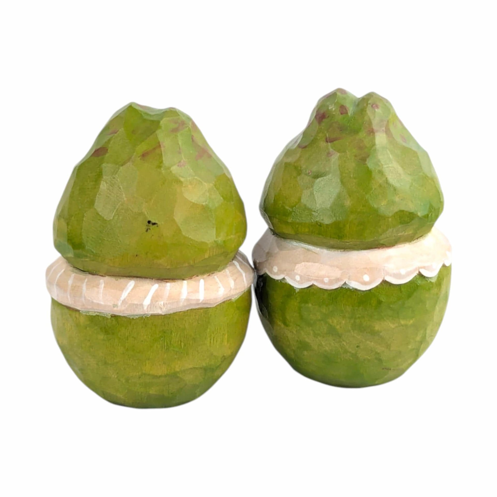 Vintage Hand Carved Mr. and Mrs. Frog Figurines