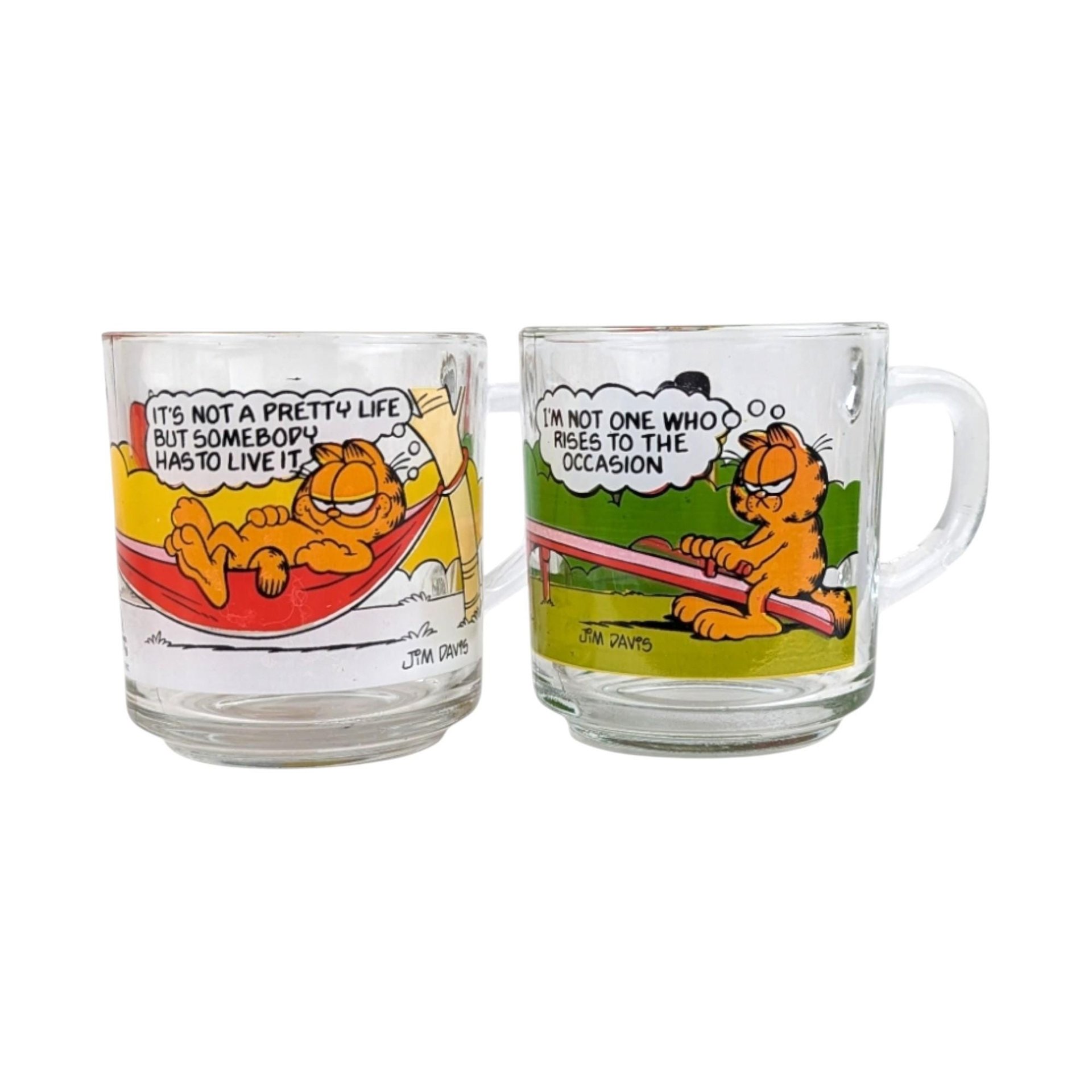 1978 Garfield Glass Mcdonald's Coffee Mug Pair