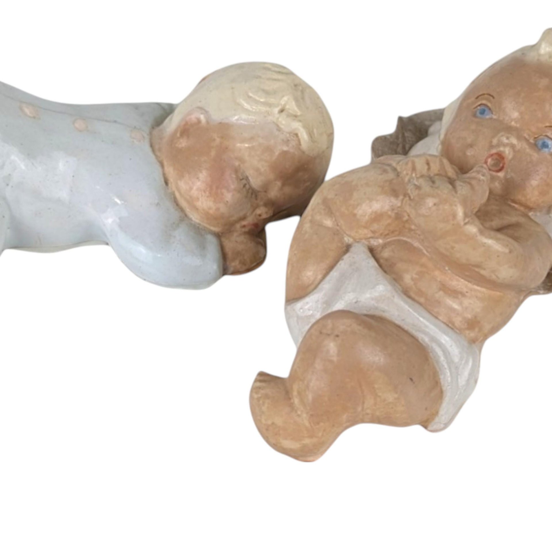 Vintage Pair of Chalkware Sleeping Babies