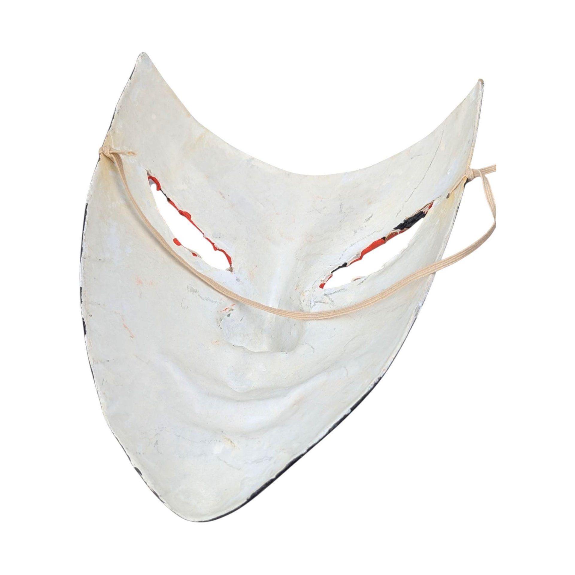 Handmade Vintage Paper Mâché Red and Black Mask