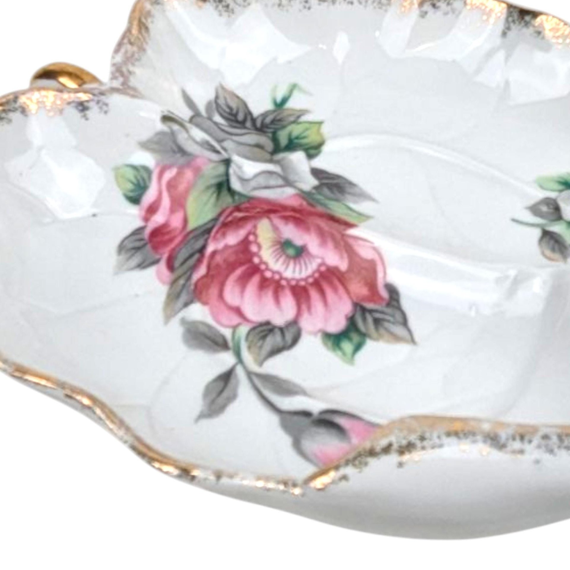 Vintage Ucagco Leaf-Shaped Floral Dresser Tray
