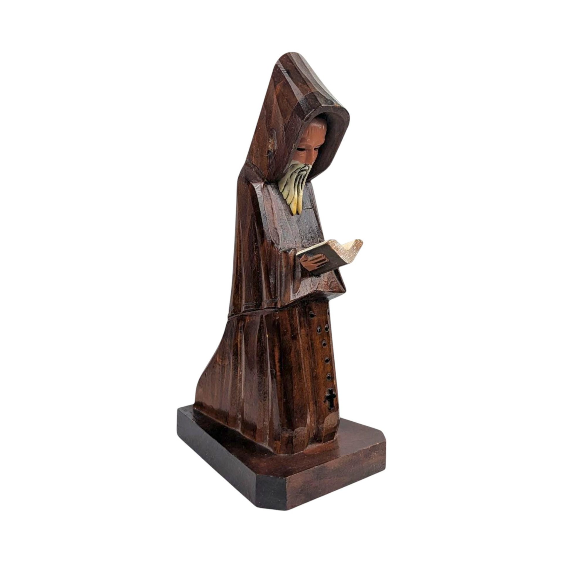 Vintage Hand-Carved Wooden Monk (Mexico 1979)