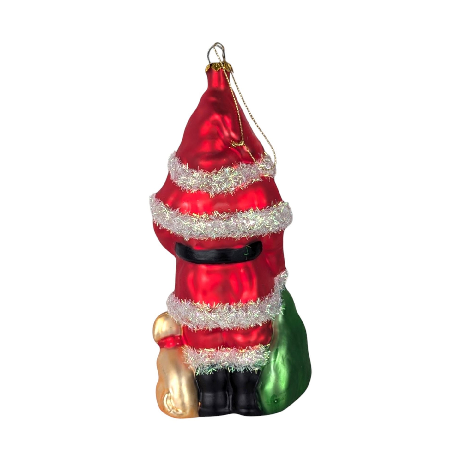 Vintage Large Glass Santa with Toys Ornament
