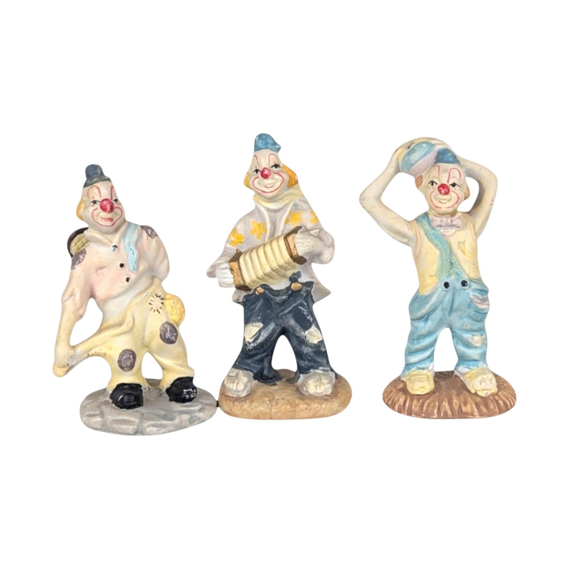 Vintage Ceramic Hobo Clown Figurine Trio