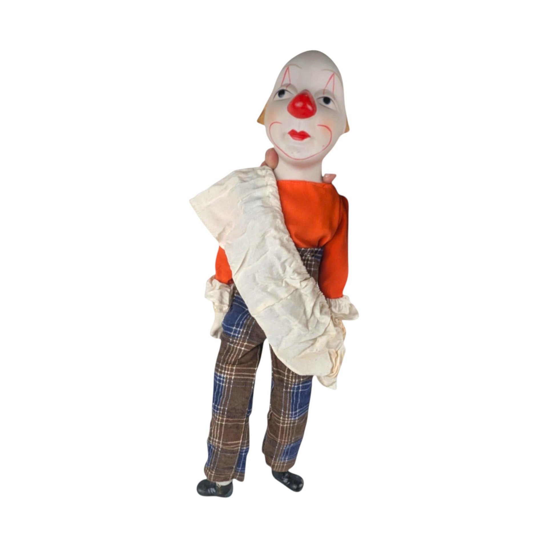 Vintage Price Products Sitting Plaid Clown Doll