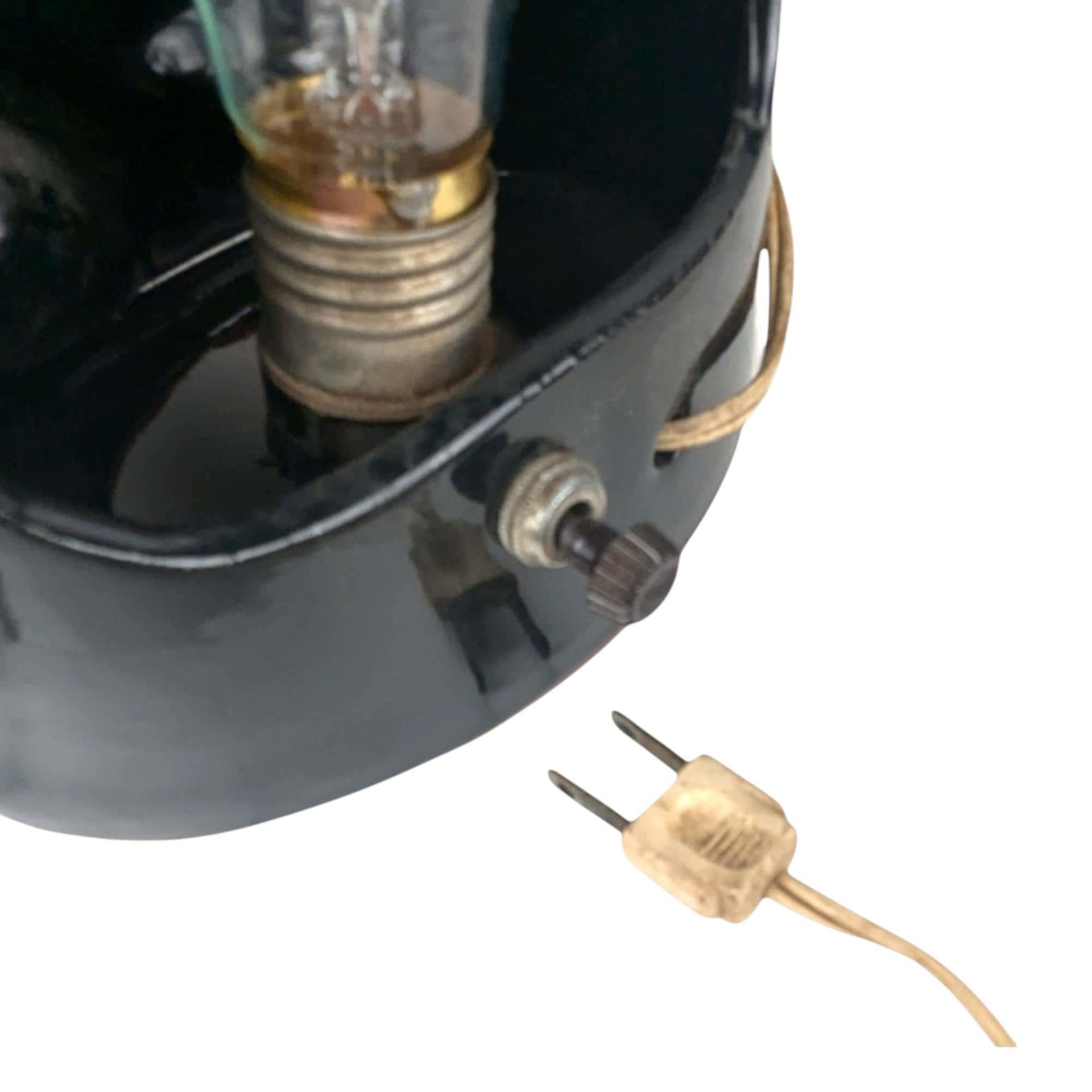 Vintage Black Ceramic Horse Lamp: Gold Accent