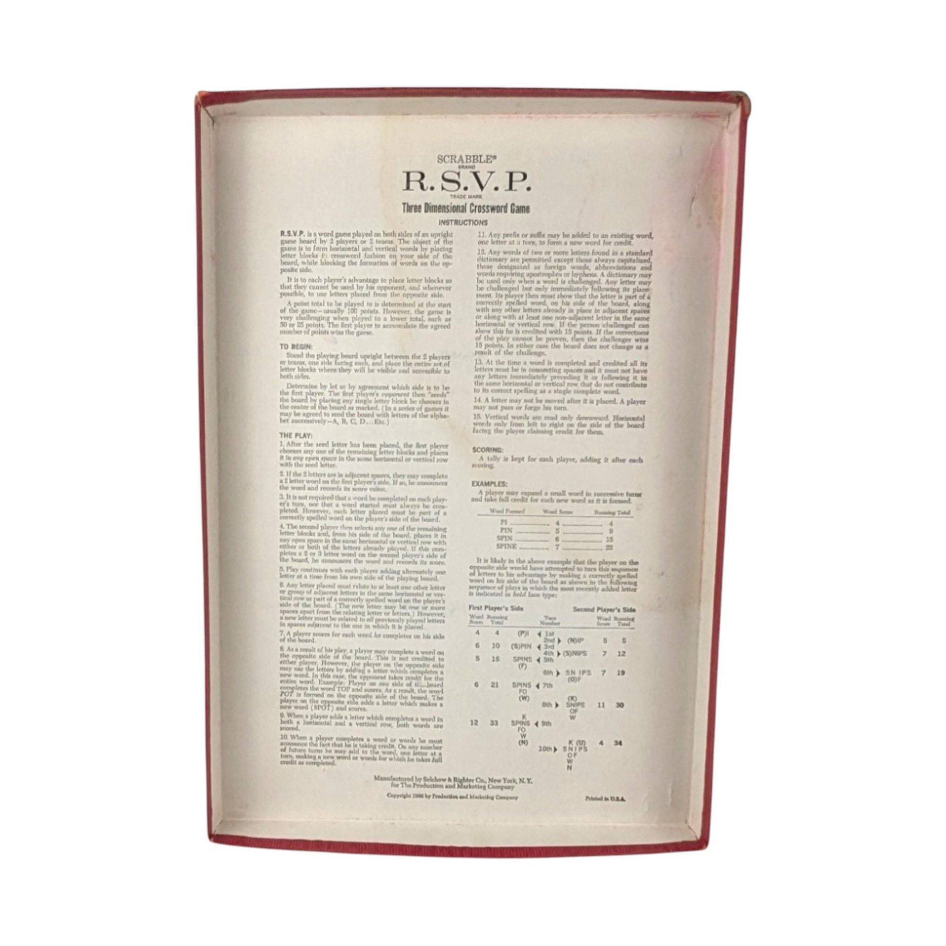 1966 Scrabble RSVP Board Game