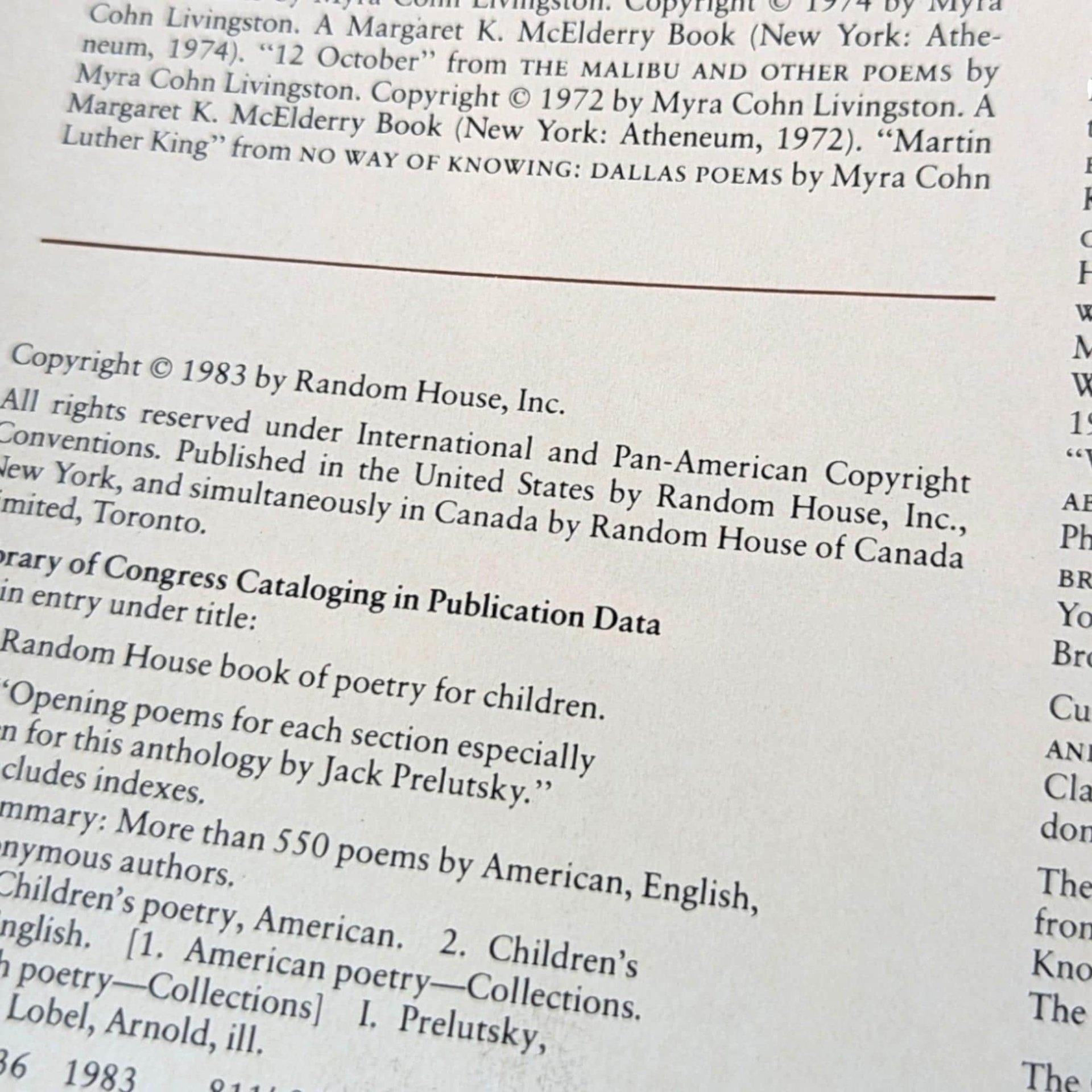 1983 Random House Book of Poetry for Children