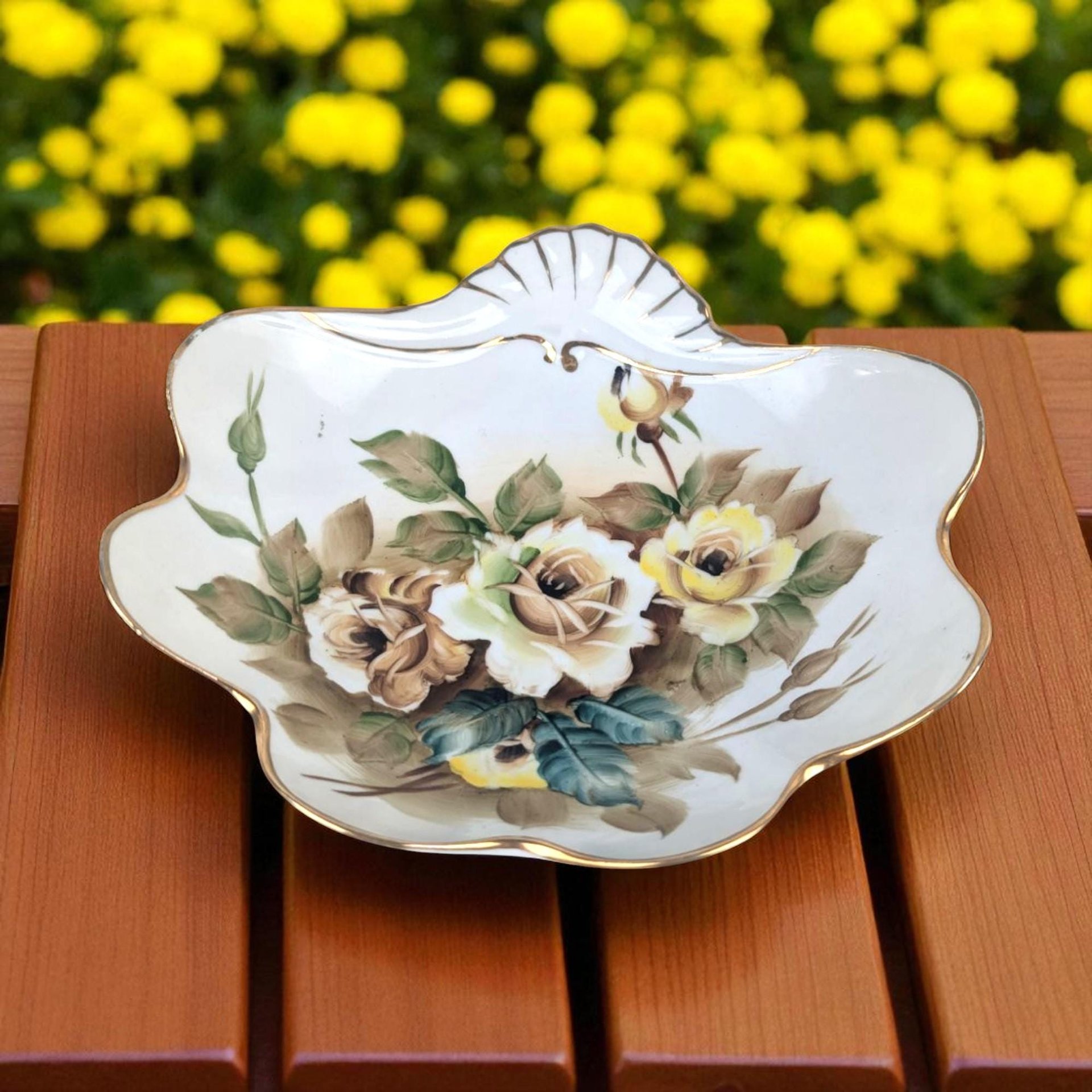 Vintage Ucagco Floral Ceramic Dresser Tray