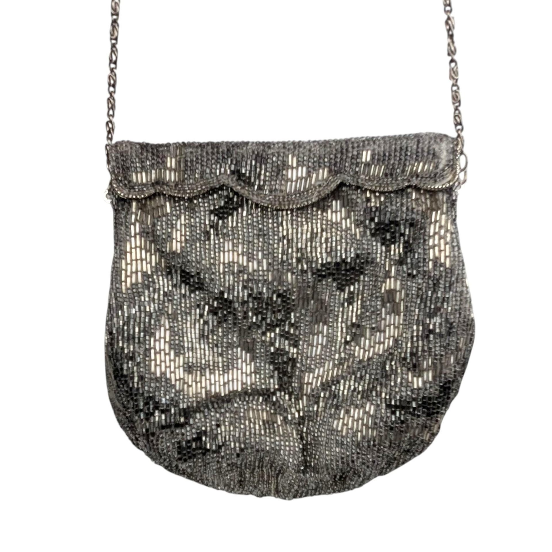 Vintage La Regale Silver Beaded Evening Purse