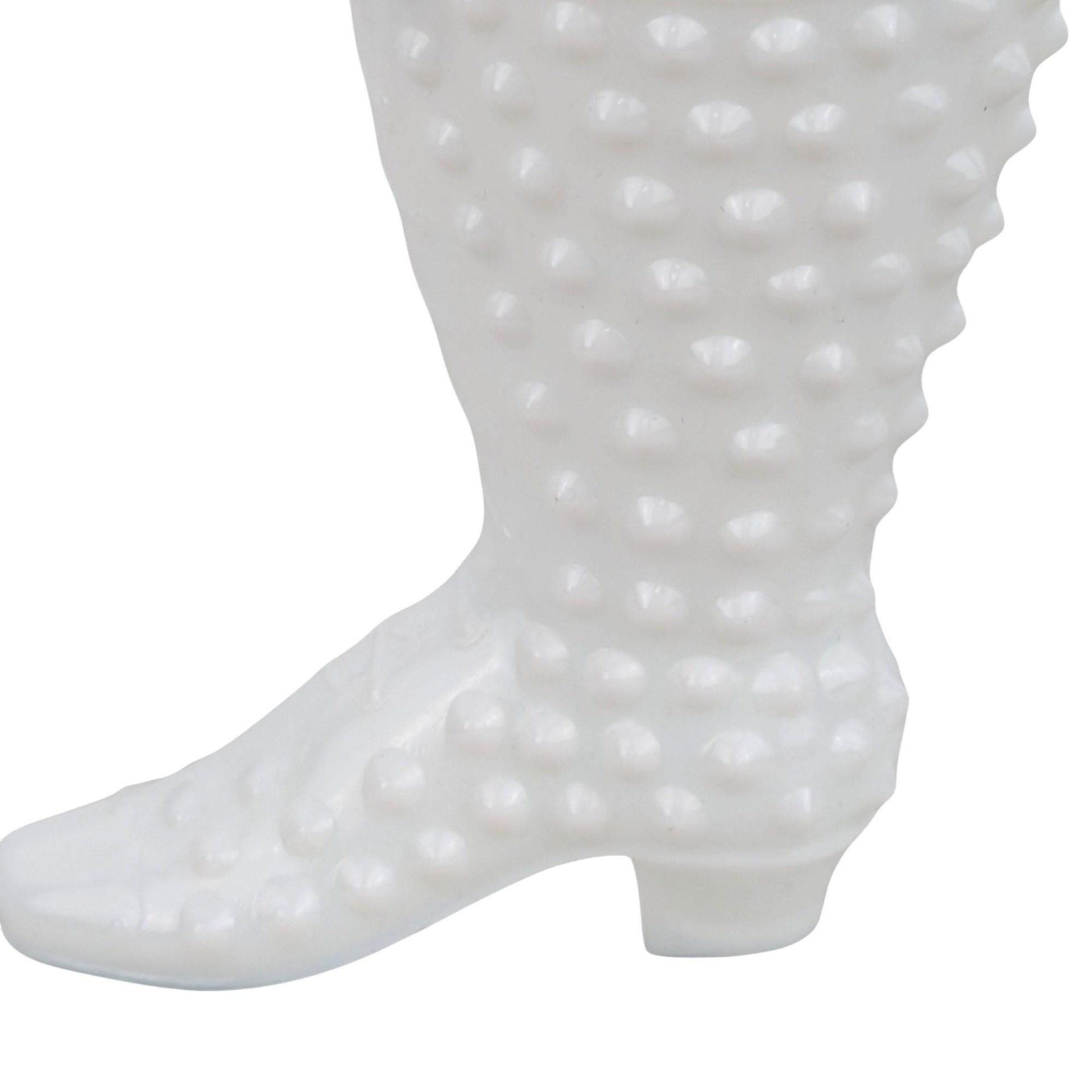 Fenton Hobnail White Milk Glass Boot Figurine
