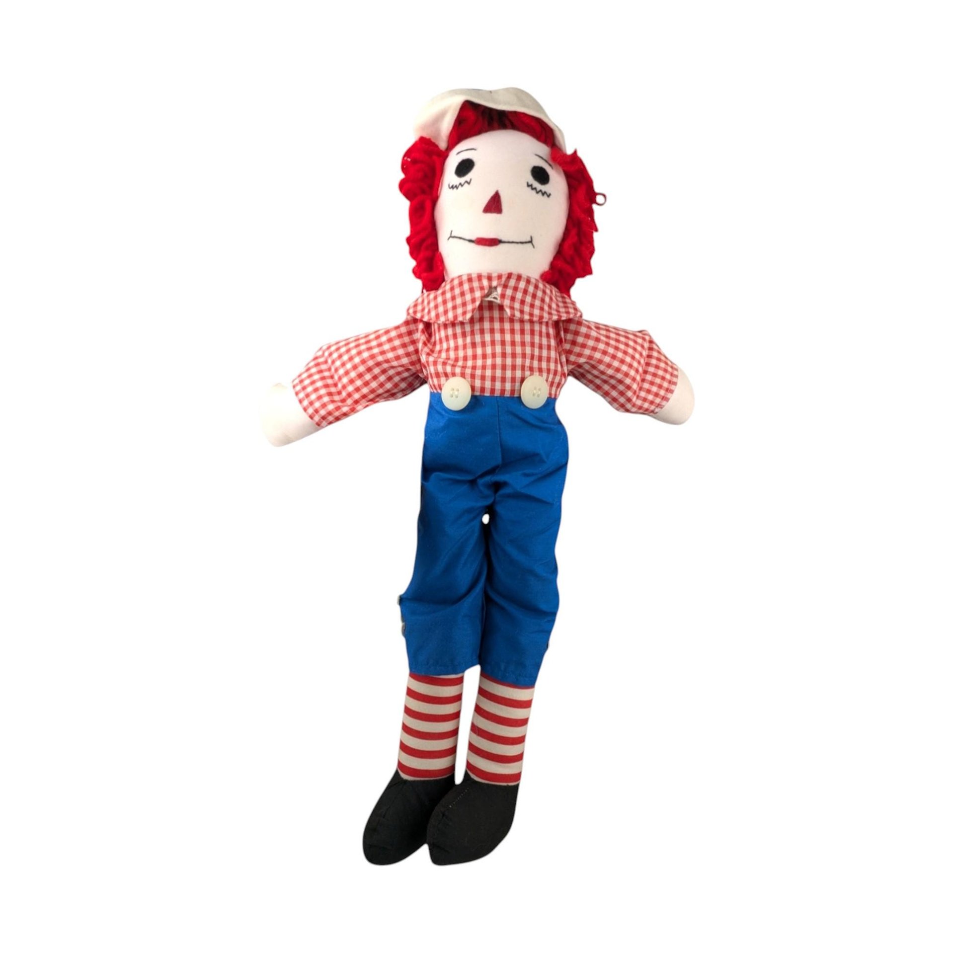 Vintage Raggedy Ann and Andy Plush Doll Pair