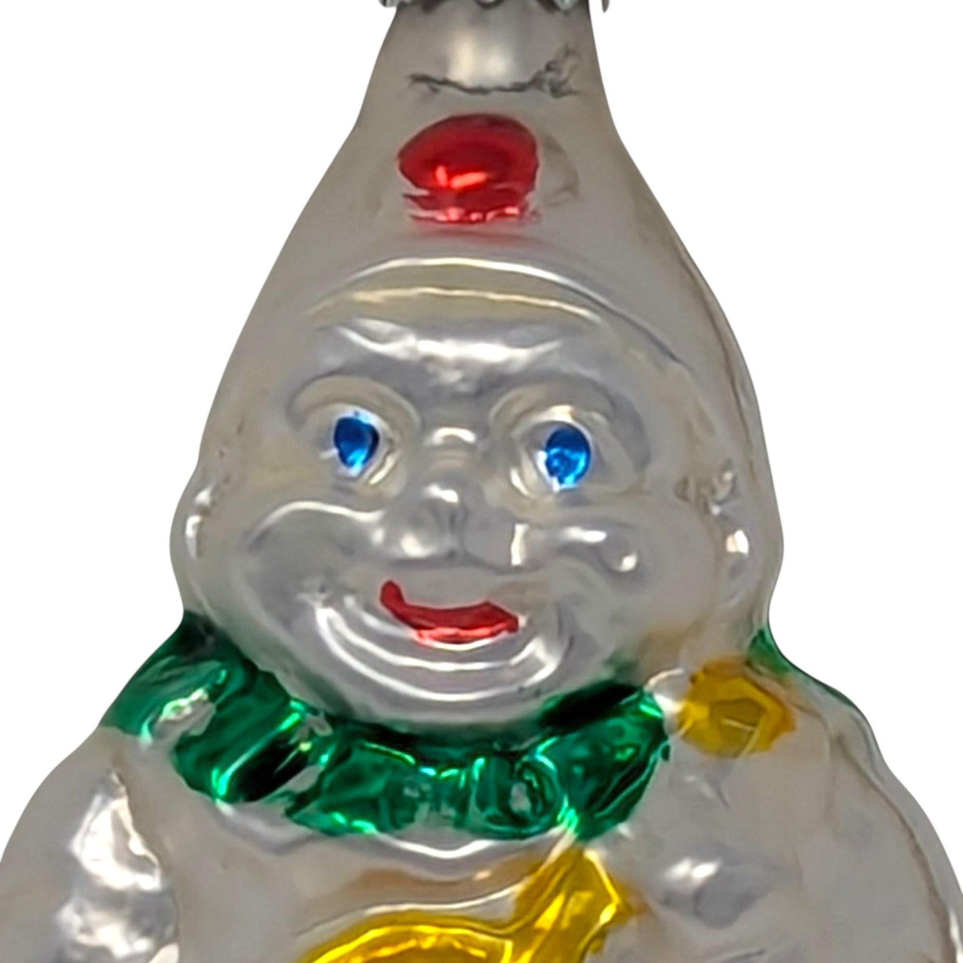 Vintage Blown Glass Clown with Instrument Ornament
